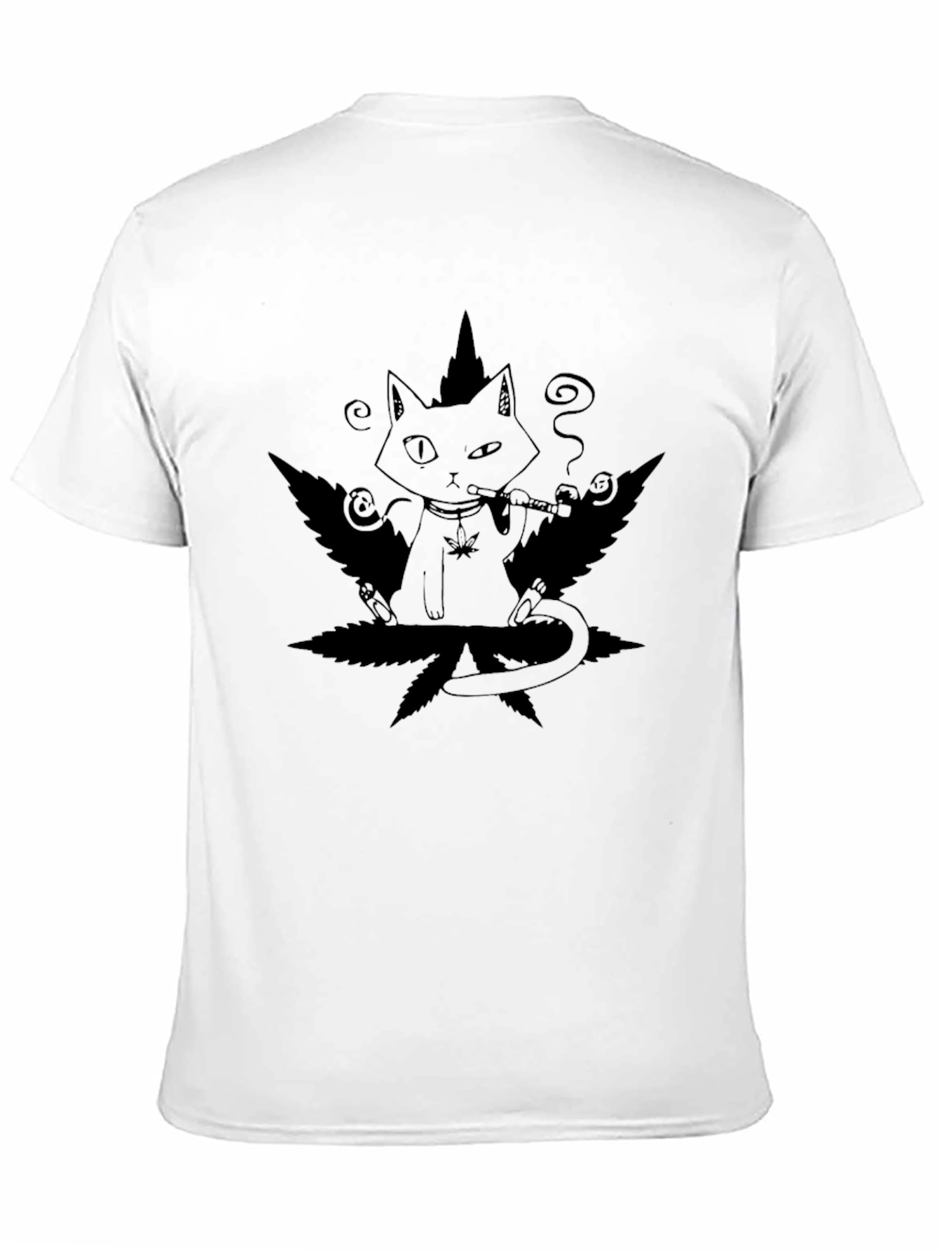 Cool Cat T-Shirt: Smoking Cat on Weed Leaf Tee