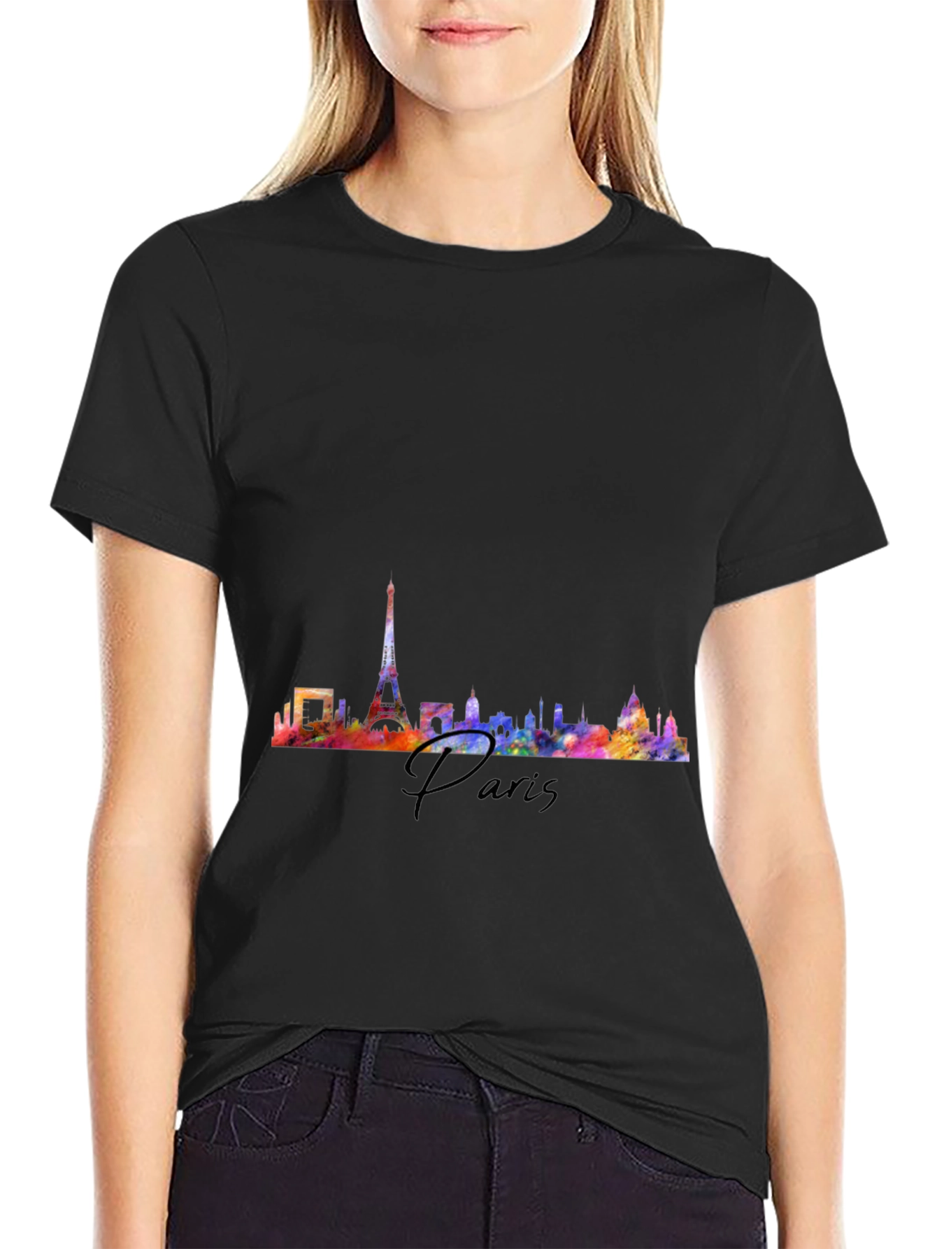 Paris Skyline Graphic Tee - Black