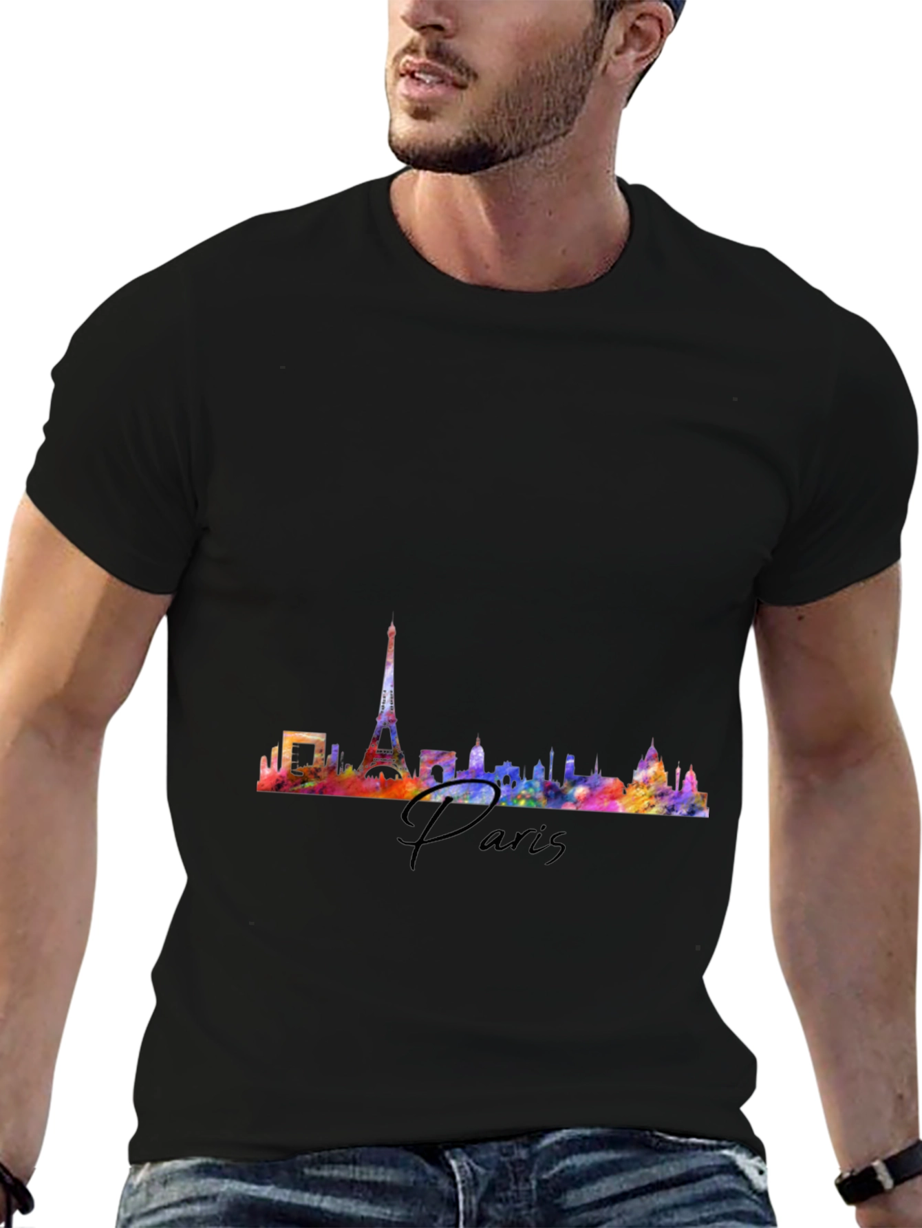 Paris Skyline Graphic Tee - Black