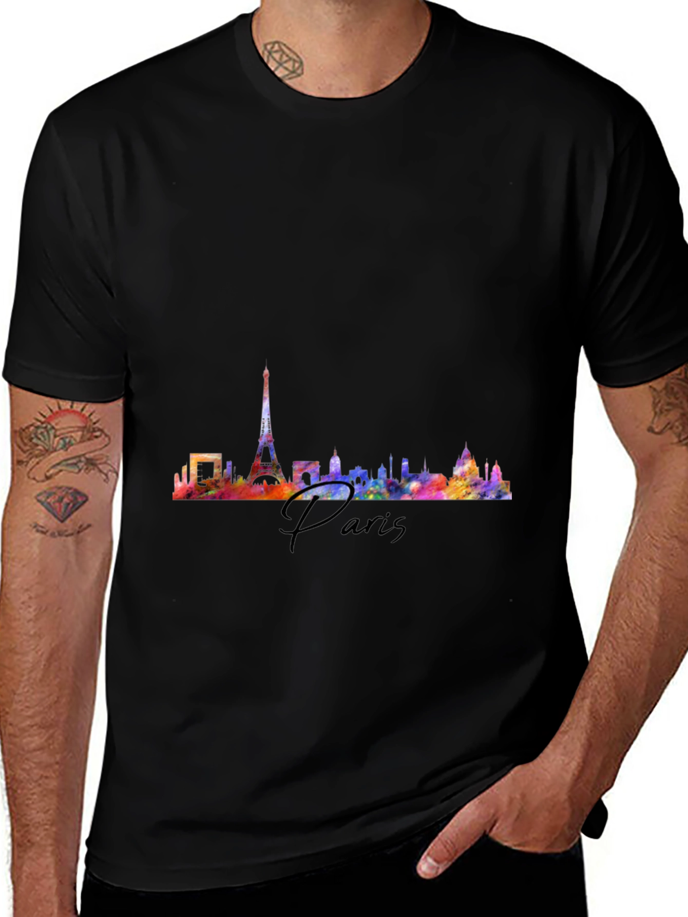 Paris Skyline Graphic Tee - Black