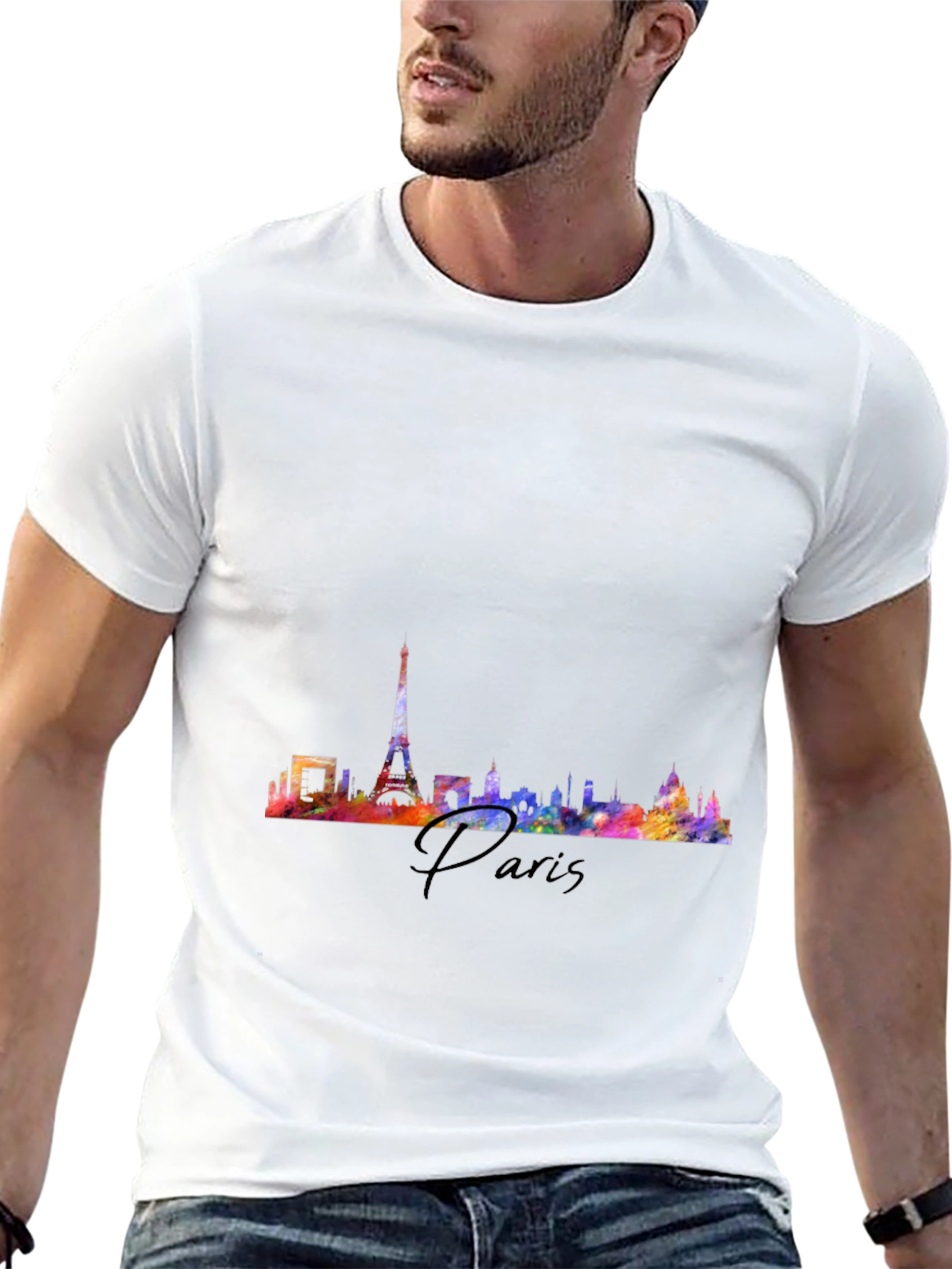 Paris Skyline Graphic Tee - Black