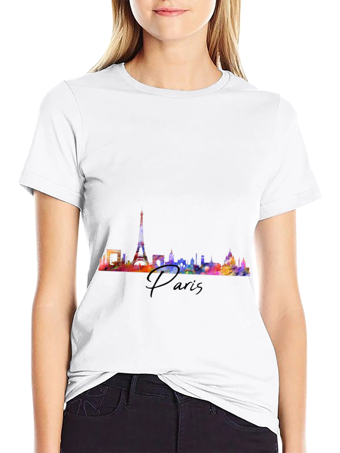 Paris Skyline Graphic Tee - Black