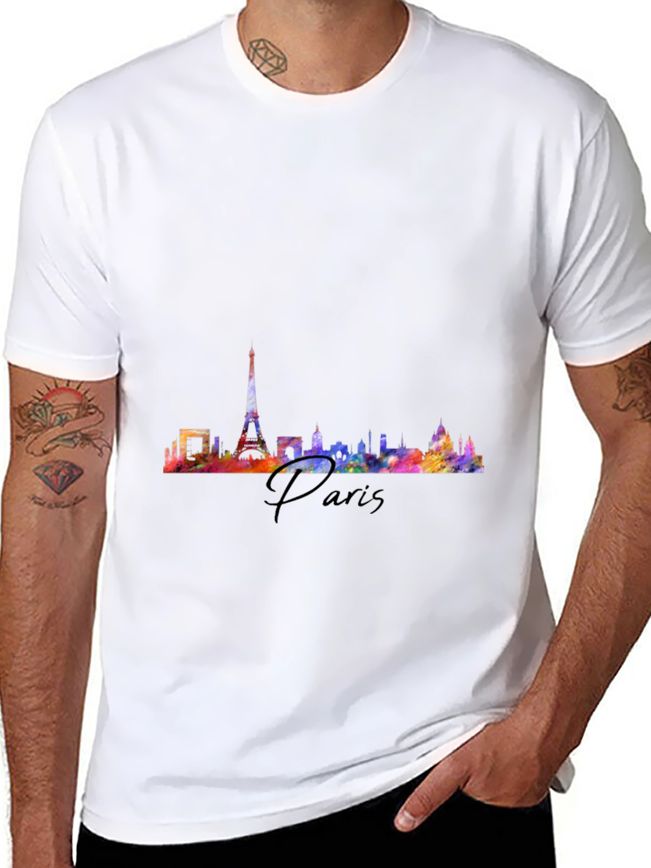 Paris Skyline Graphic Tee - Black