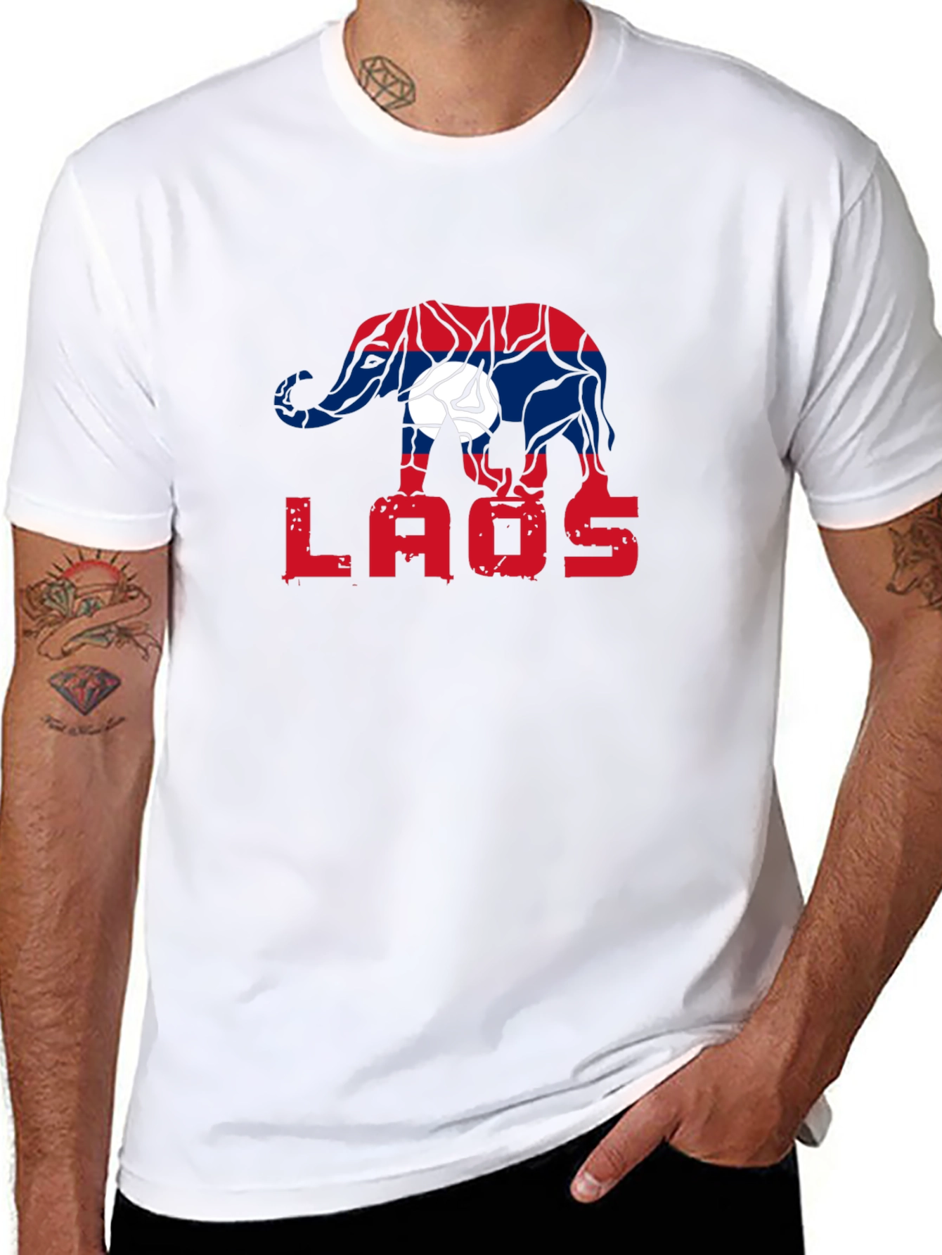 Laos Elephant Flag Graphic Tee