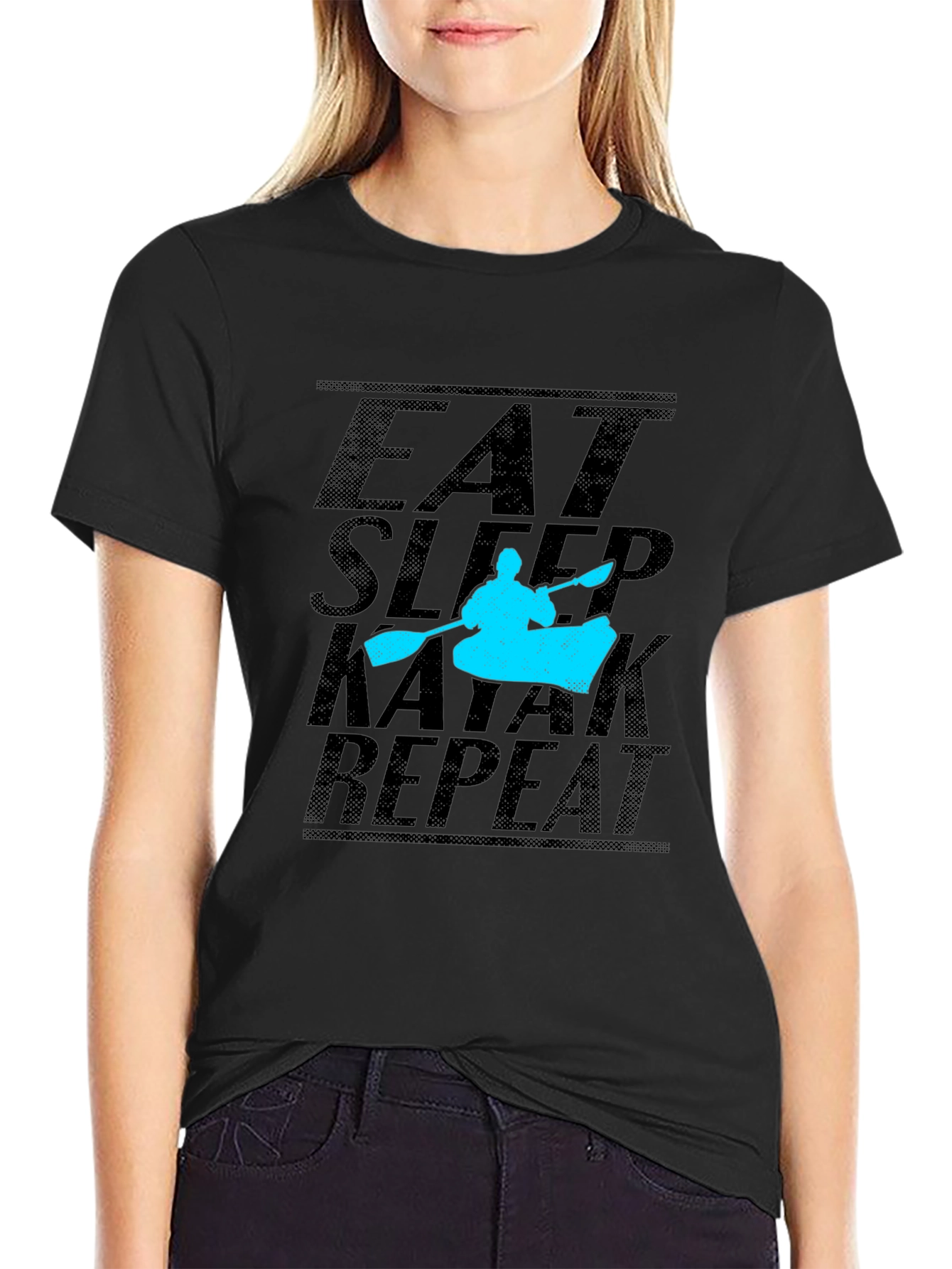 Eat Sleep Kayak Repeat Graphic Tee
