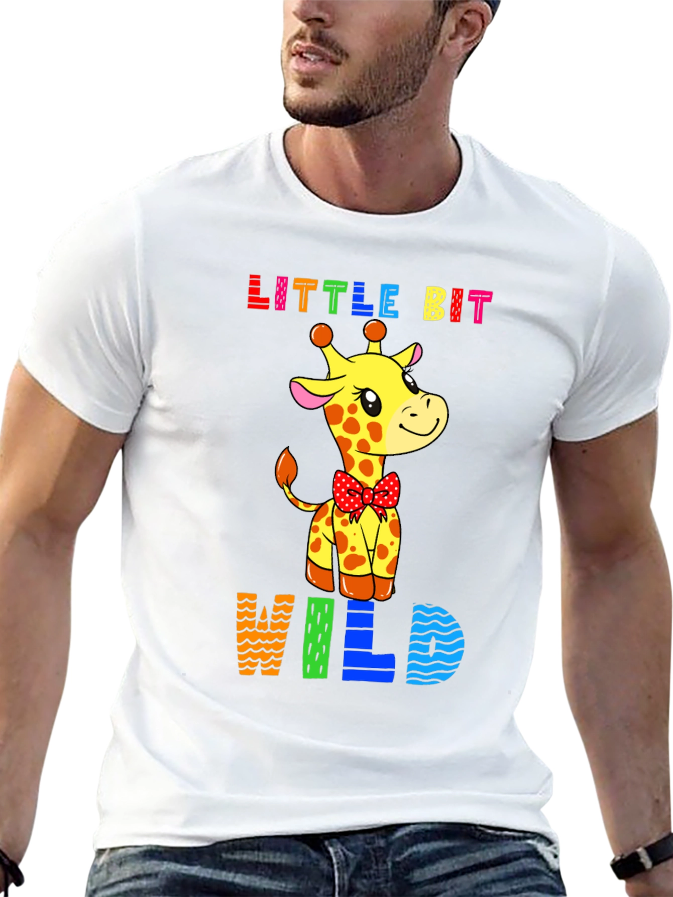 Cute Giraffe Little Bit Wild Graphic Tee