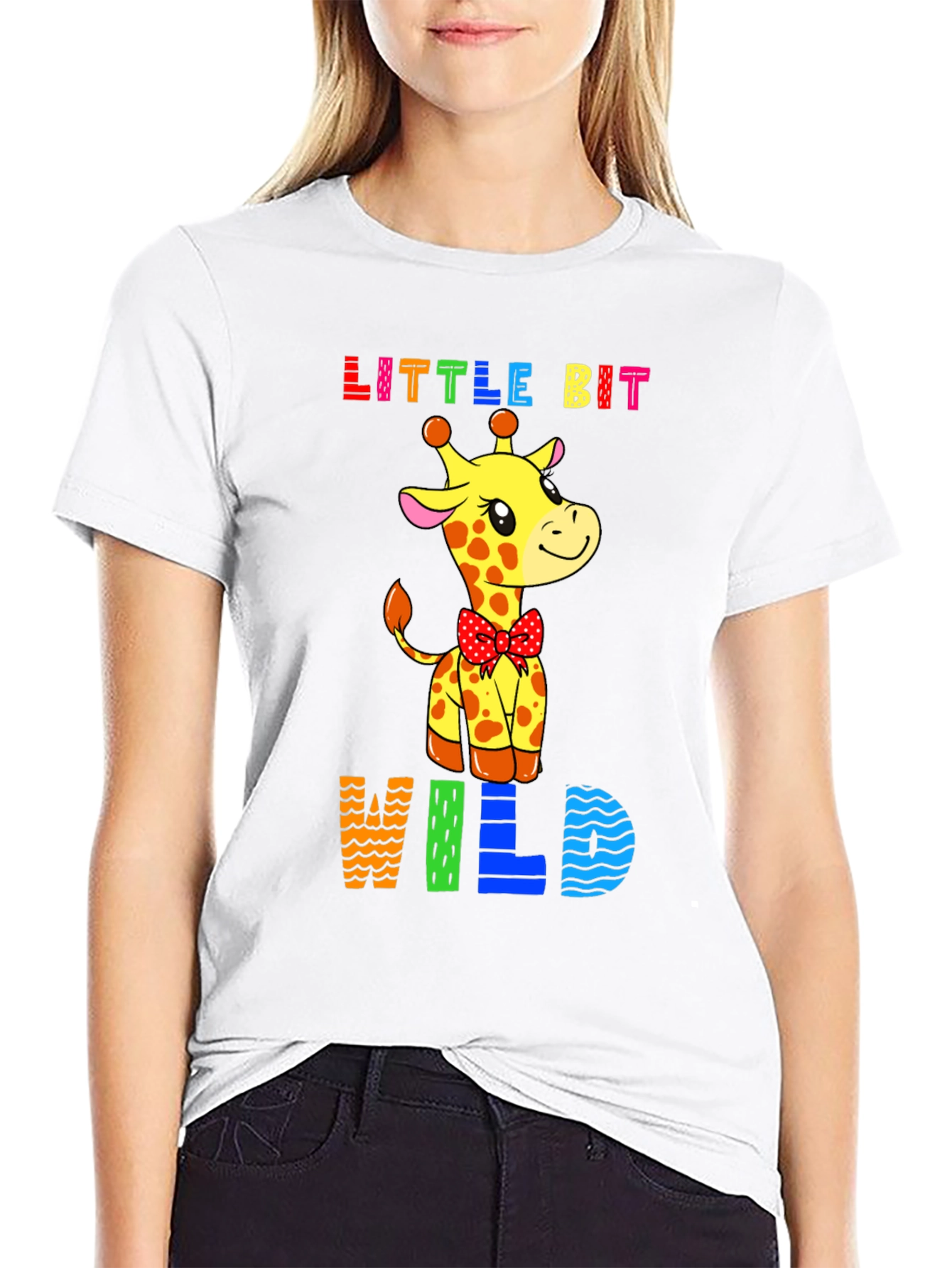 Cute Giraffe Little Bit Wild Graphic Tee