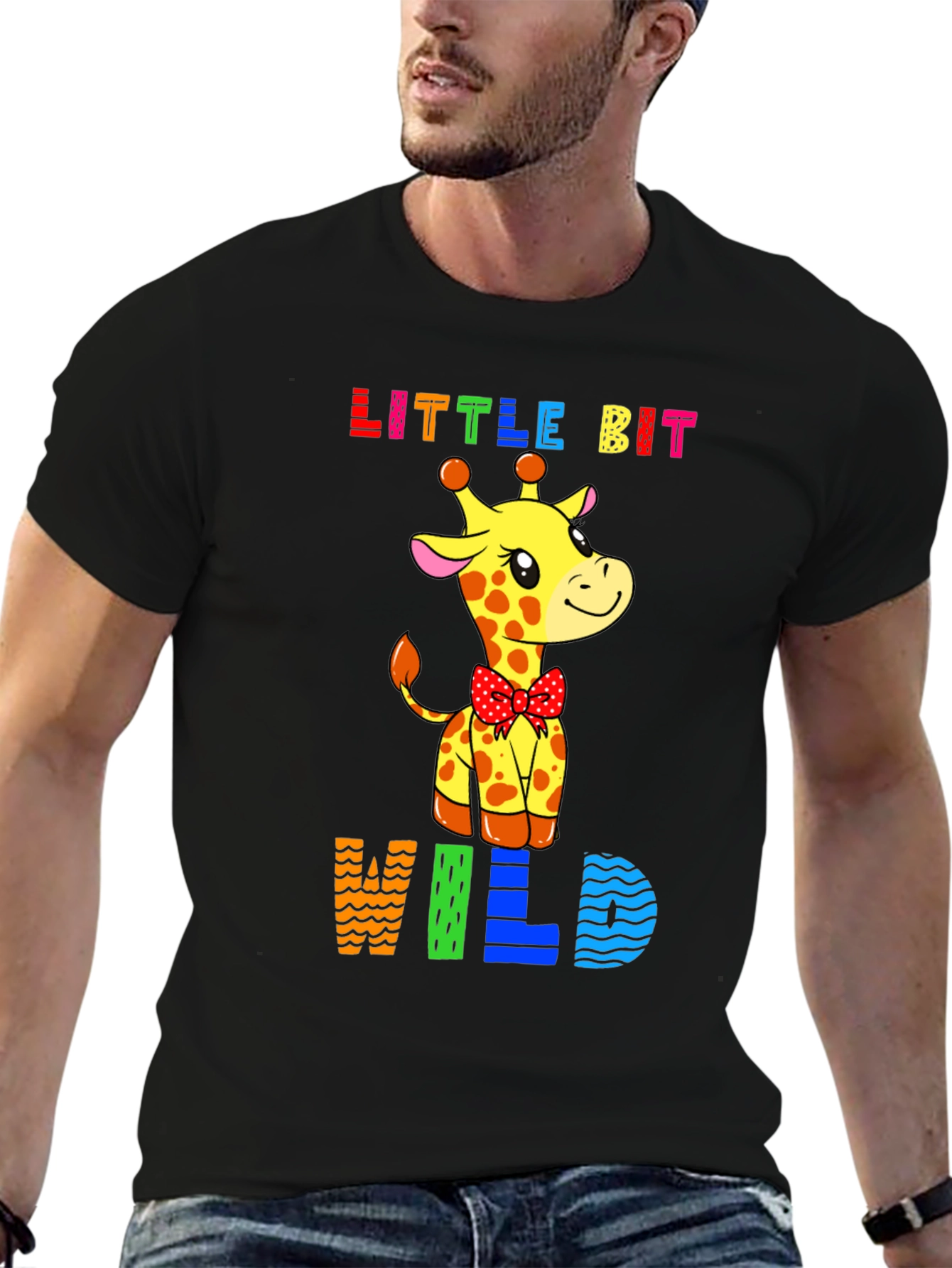 Cute Giraffe Little Bit Wild Graphic Tee