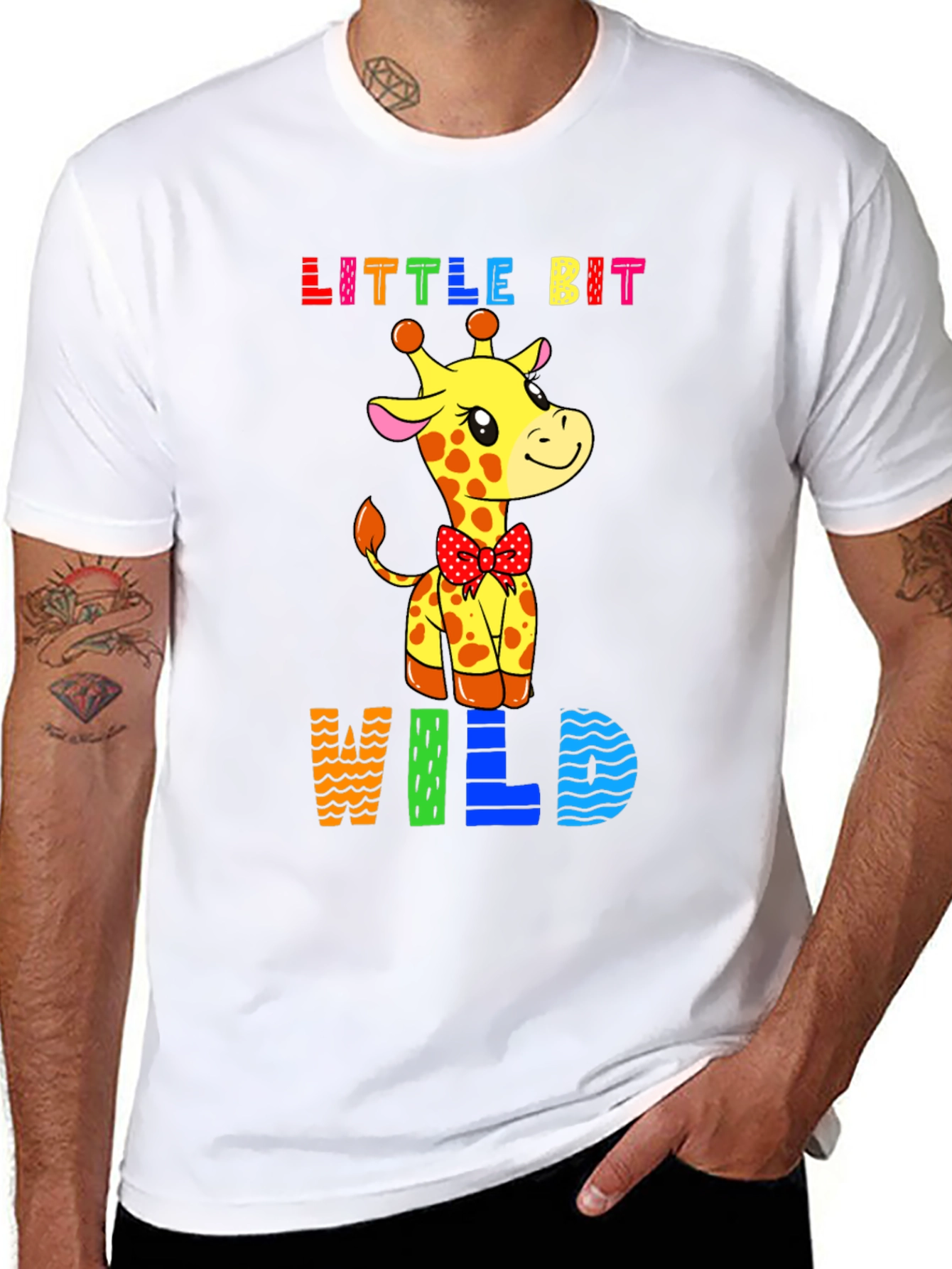 Cute Giraffe Little Bit Wild Graphic Tee