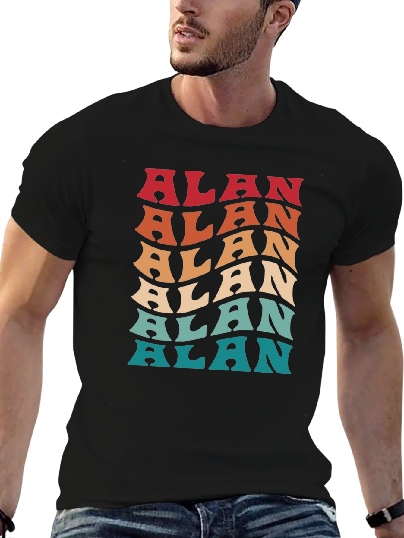 Retro Personalized Alan T-Shirt - Groovy Name Design