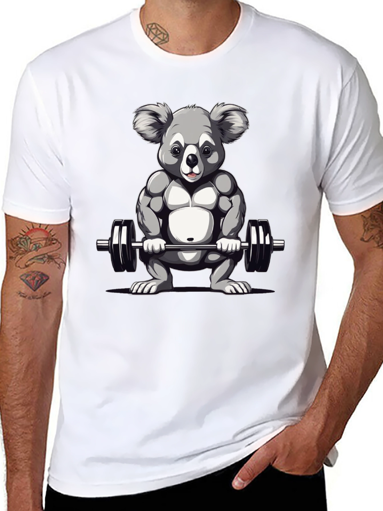 Koala Weightlifter Graphic Tee - Black