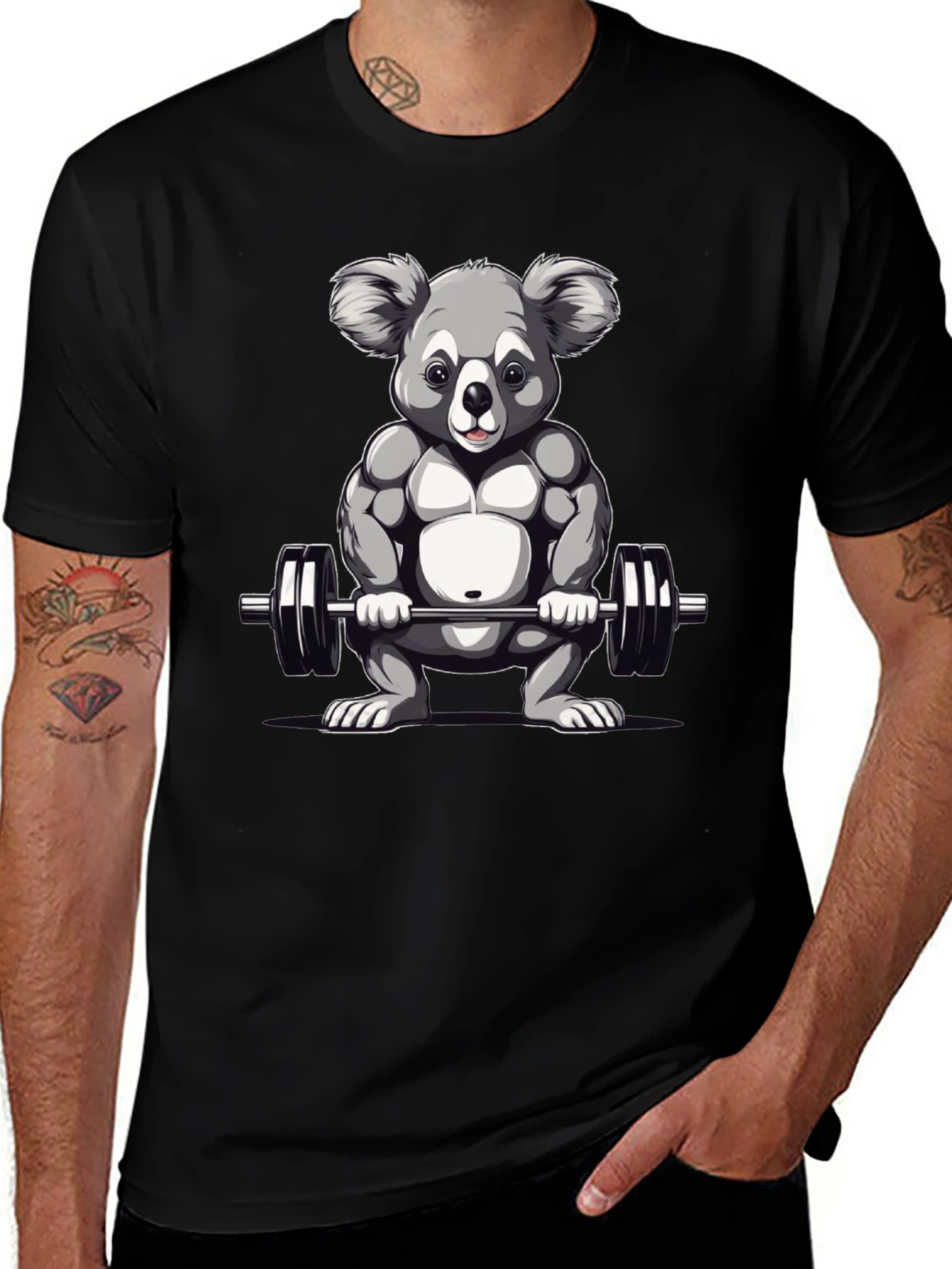 Koala Weightlifter Graphic Tee - Black