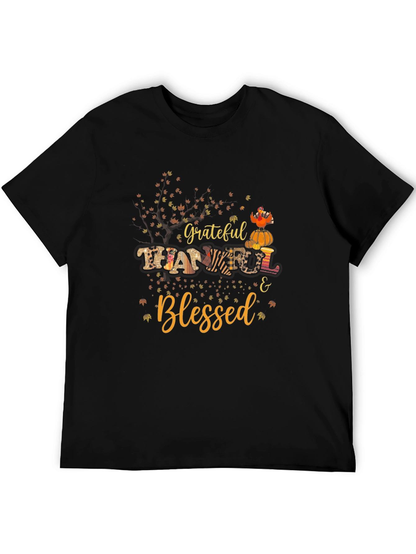 Grateful Thankful & Blessed Fall Graphic T-Shirt