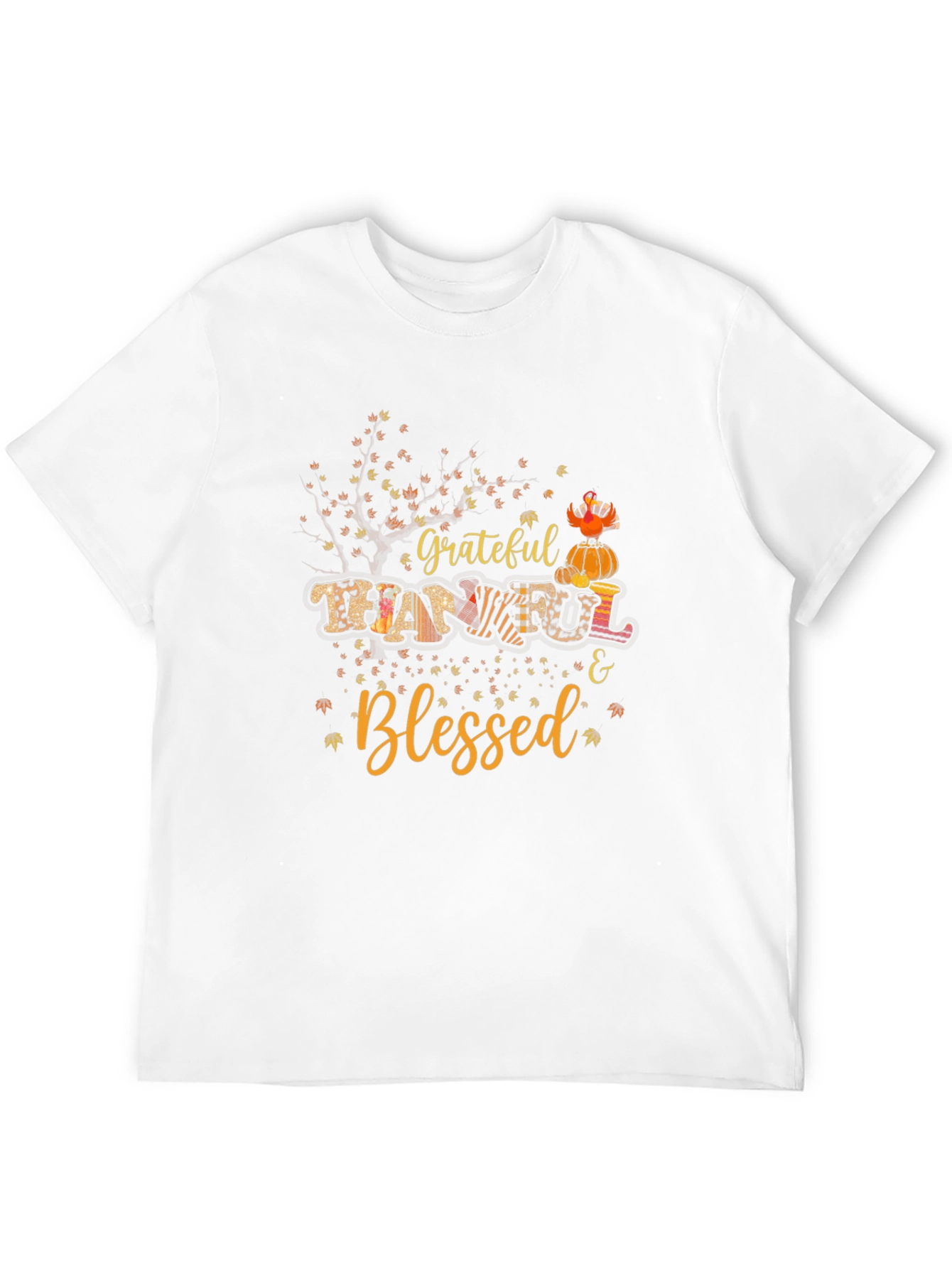 Grateful Thankful & Blessed Fall Graphic T-Shirt