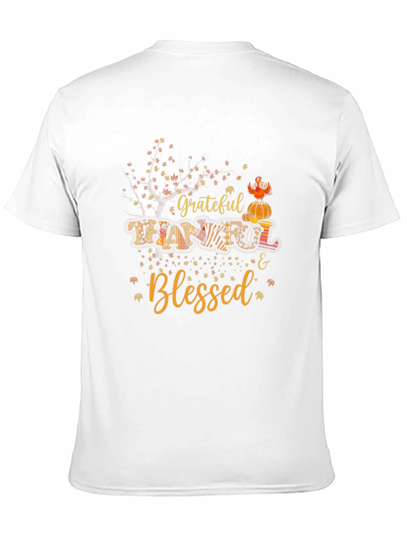 Grateful Thankful & Blessed Fall Graphic T-Shirt
