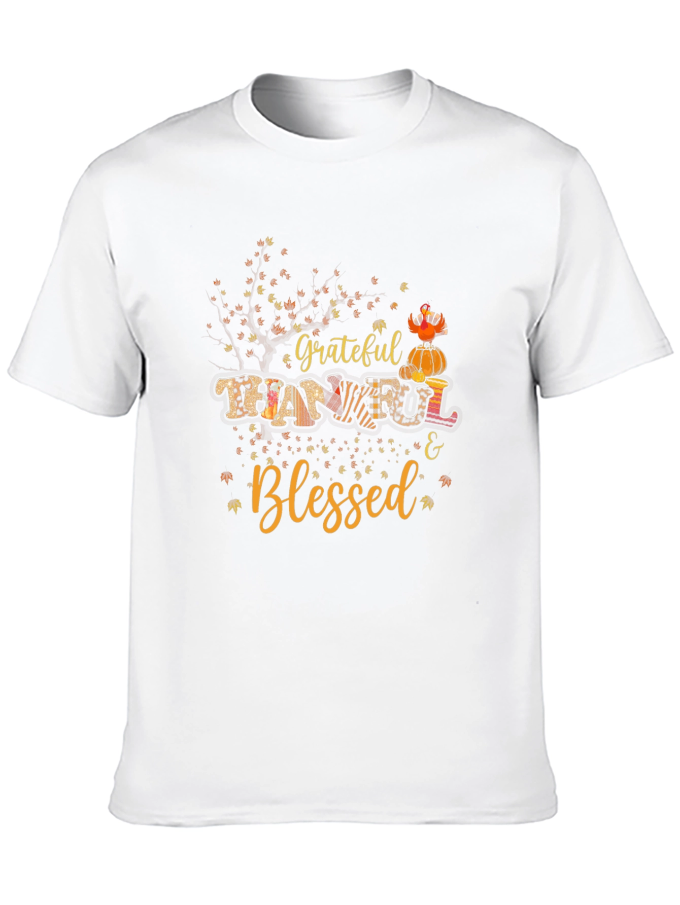 Grateful Thankful & Blessed Fall Graphic T-Shirt