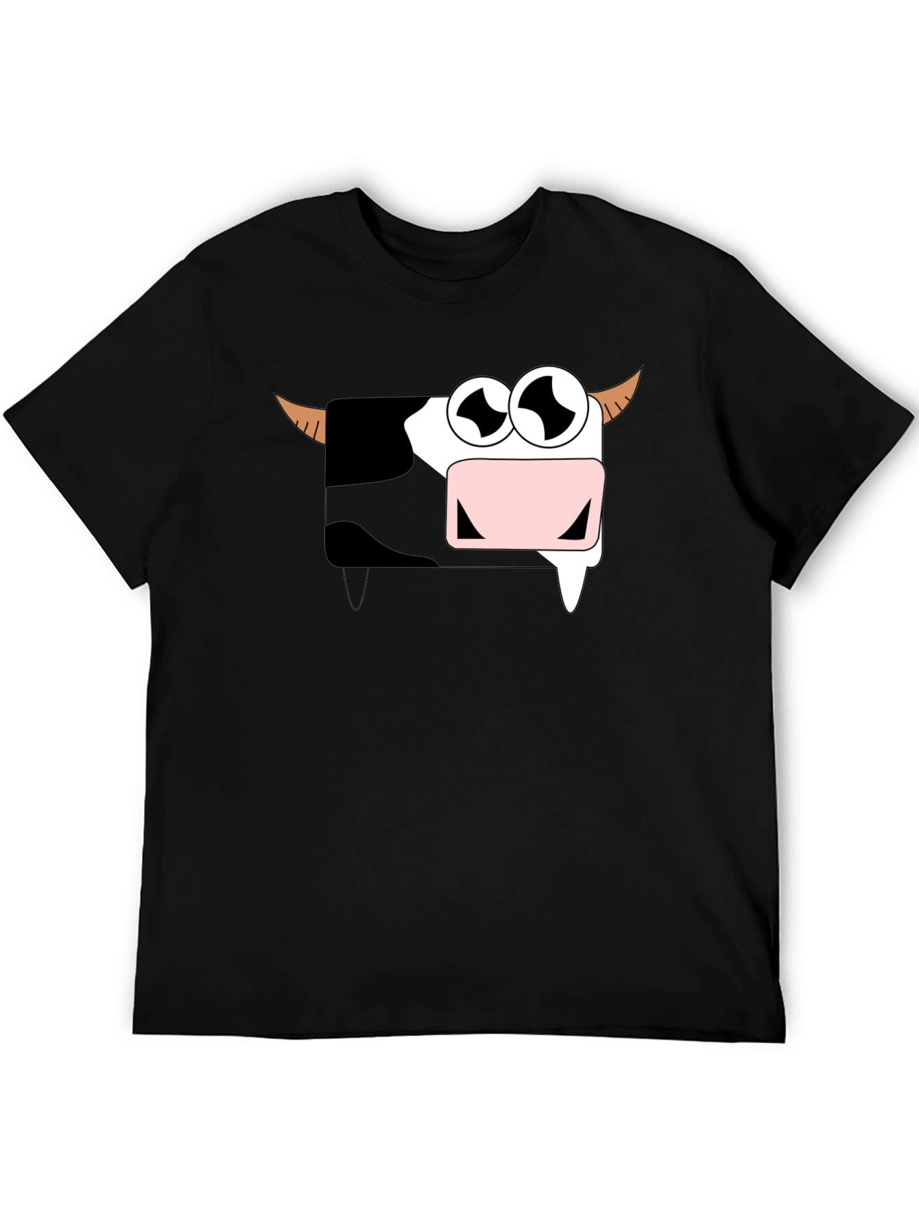Funny Cartoon Cow Graphic T-Shirt - Black