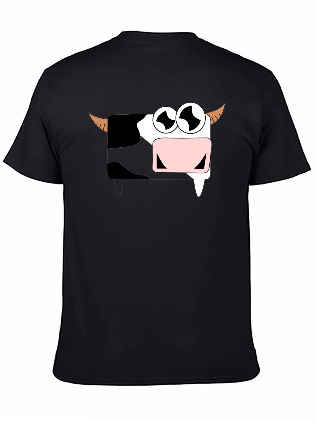 Funny Cartoon Cow Graphic T-Shirt - Black