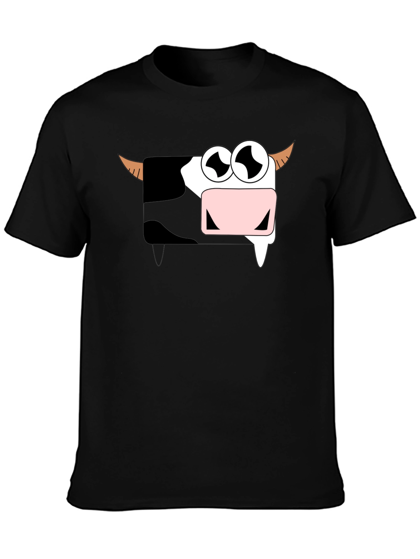 Funny Cartoon Cow Graphic T-Shirt - Black