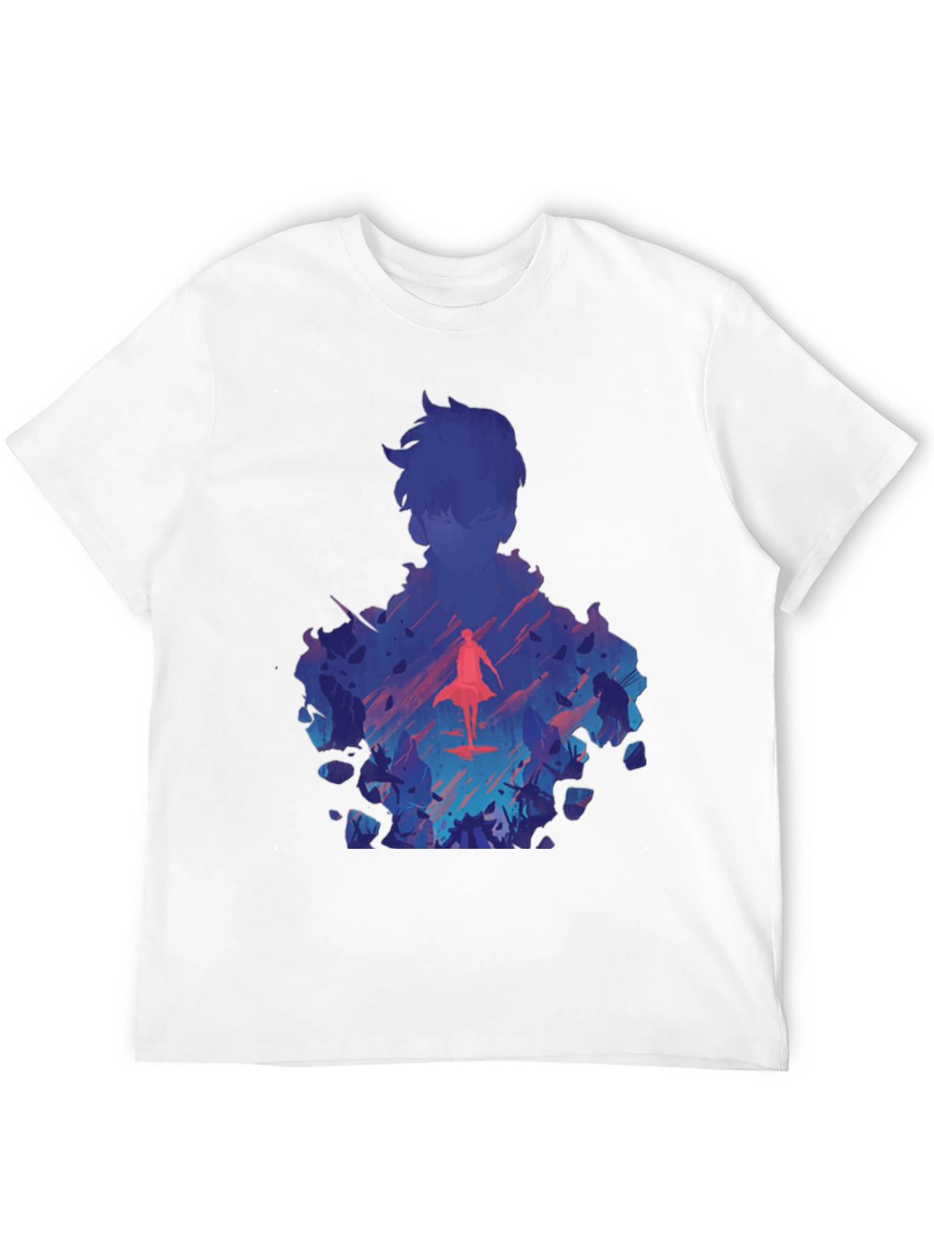 Anime Silhouette Graphic Print Black T-Shirt