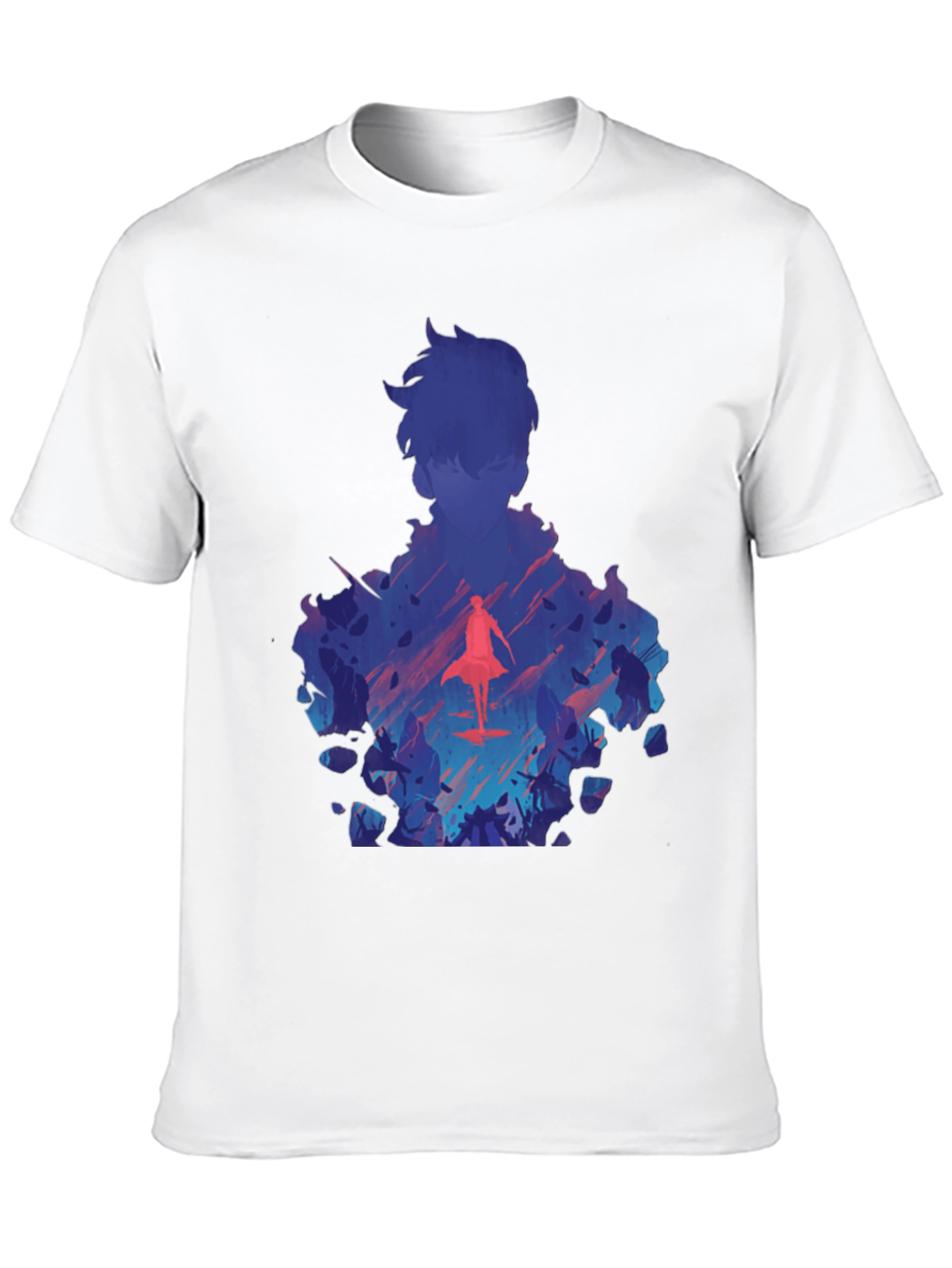 Anime Silhouette Graphic Print Black T-Shirt