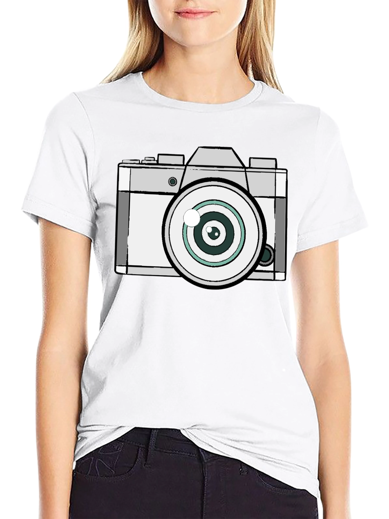 Retro Camera Graphic Black T-Shirt