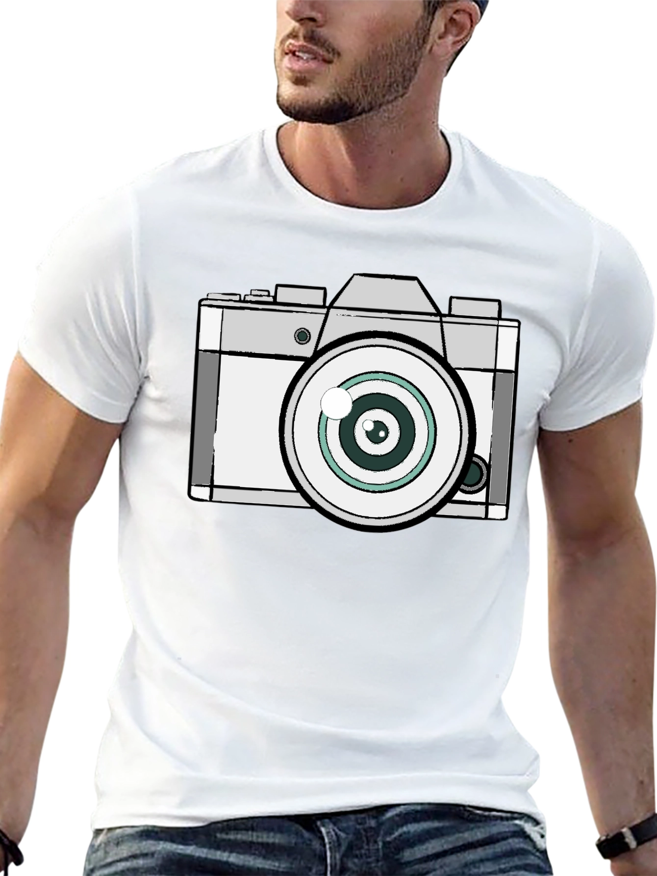 Retro Camera Graphic Black T-Shirt