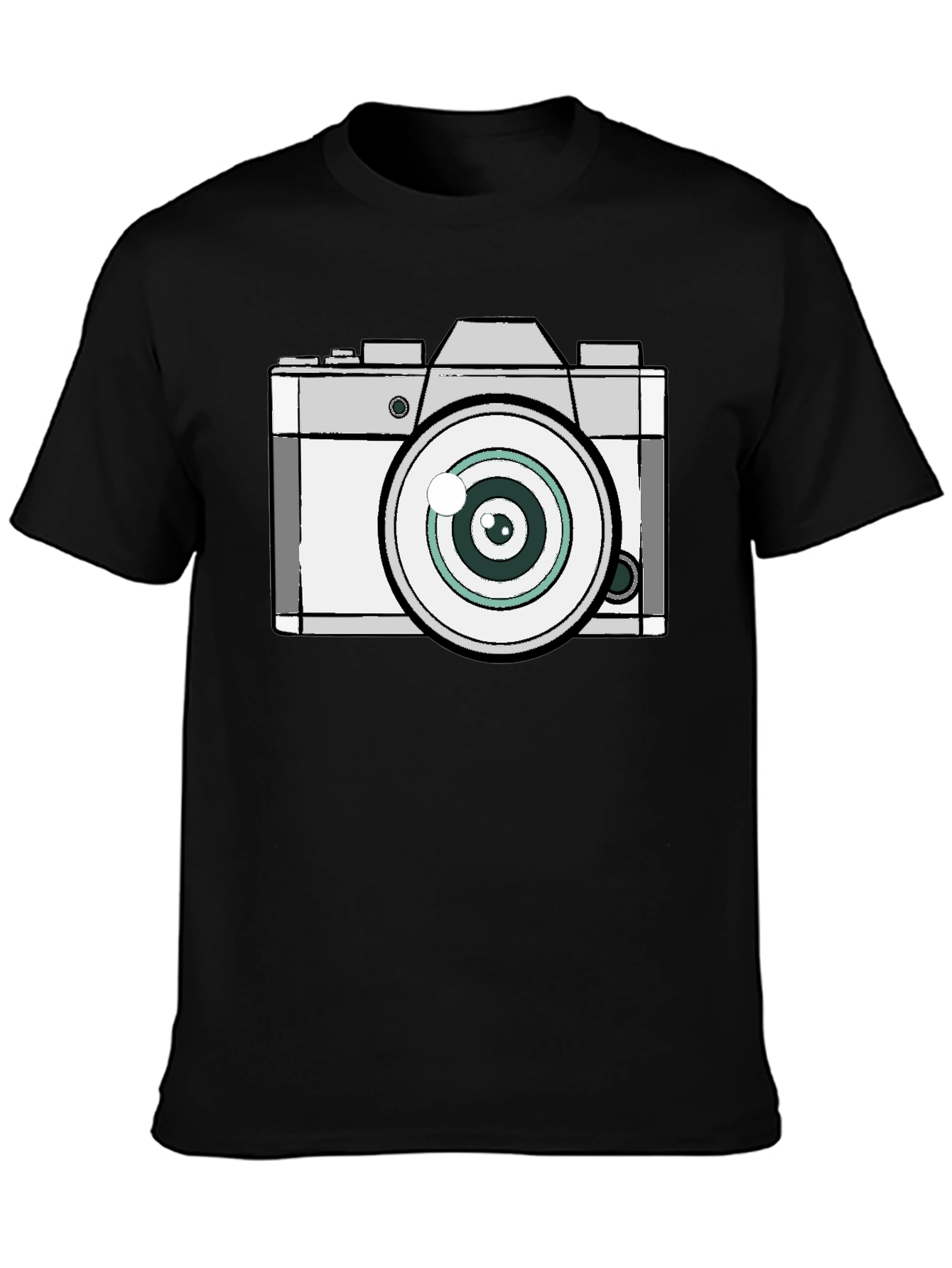 Retro Camera Graphic Black T-Shirt
