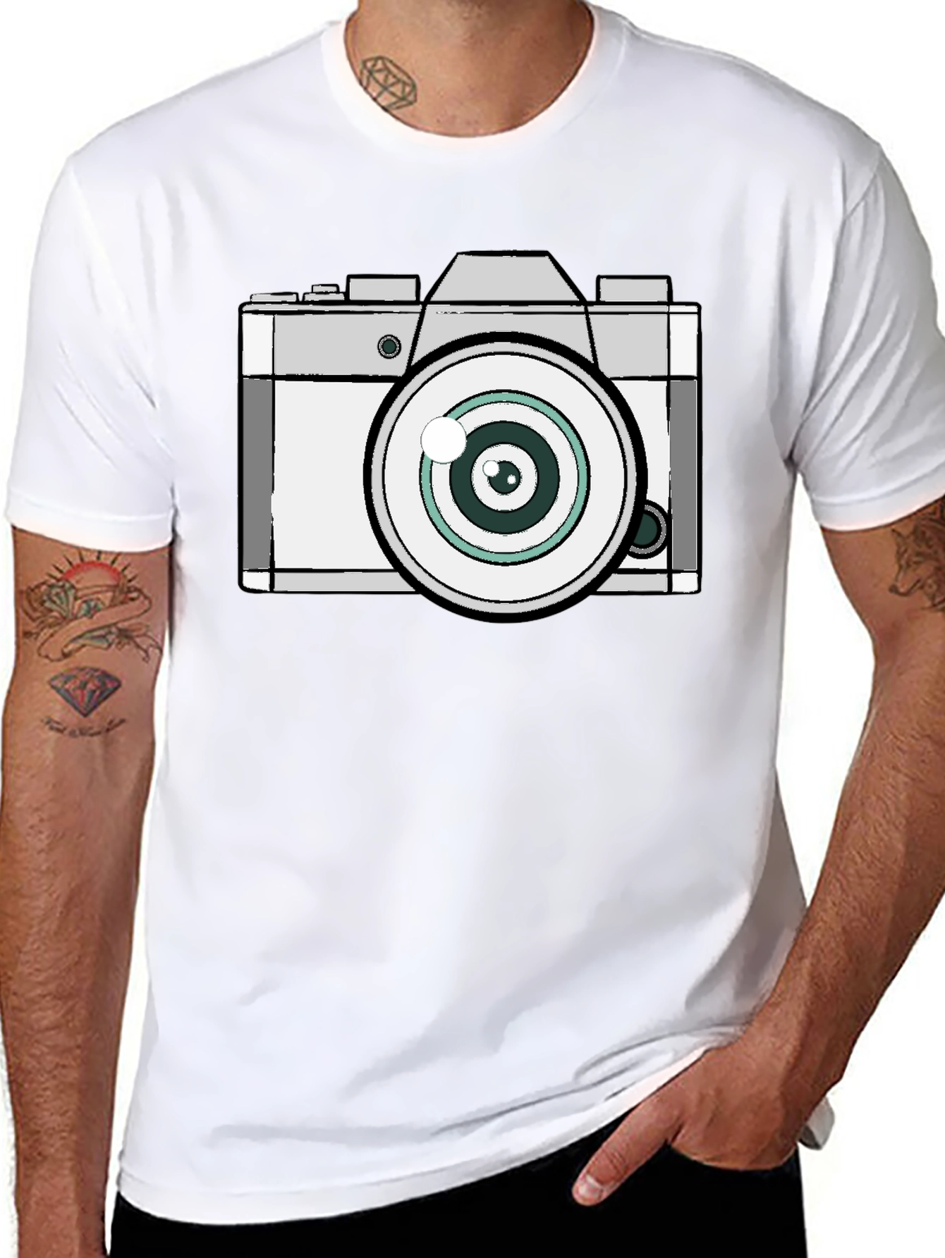 Retro Camera Graphic Black T-Shirt