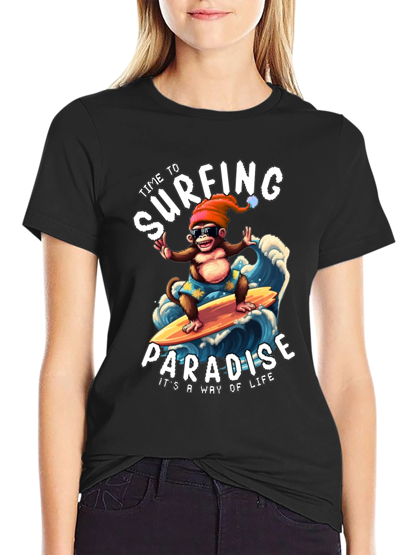 Surfing Monkey Graphic Tee