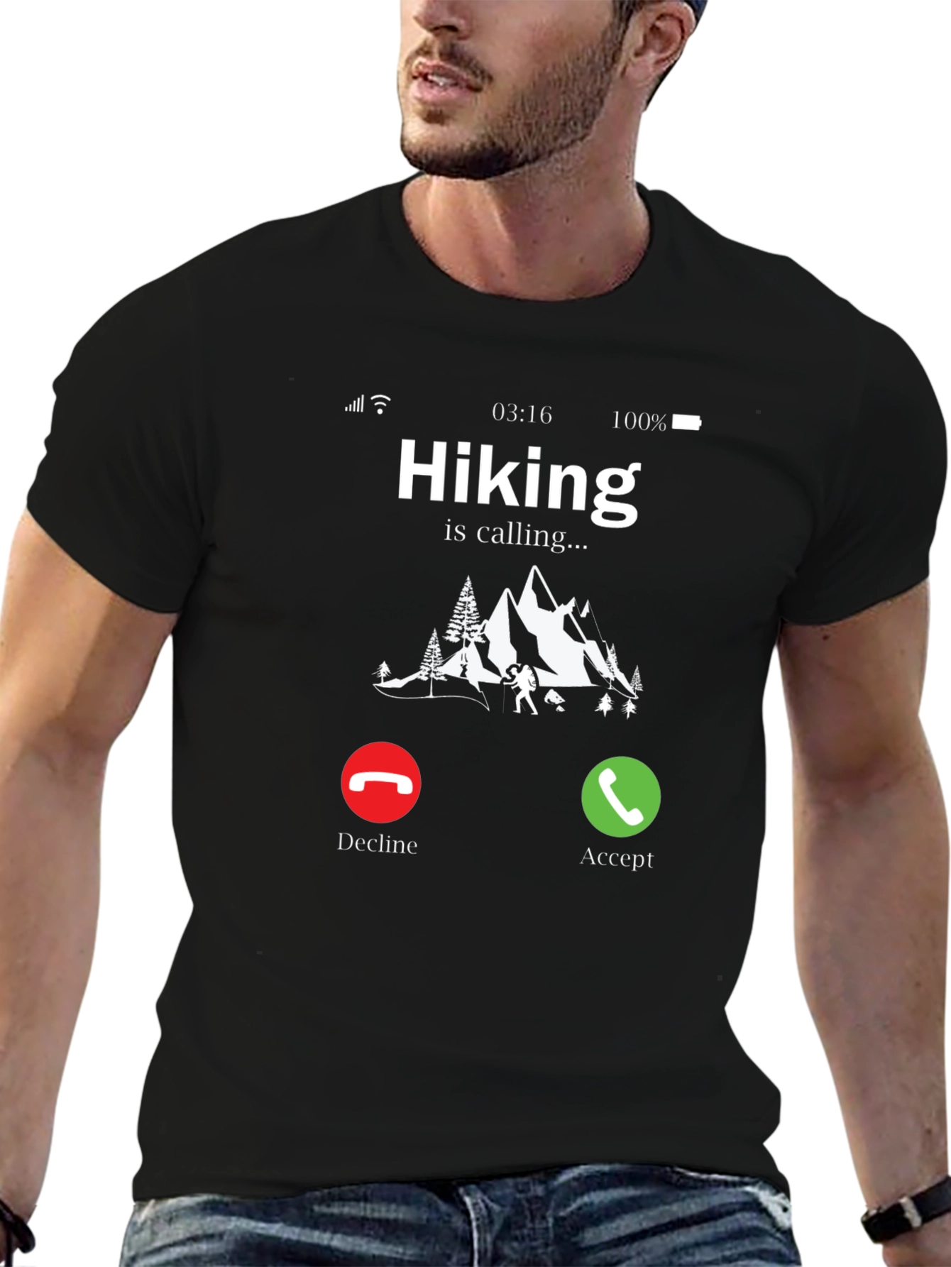 Hiking is Calling Black T-Shirt