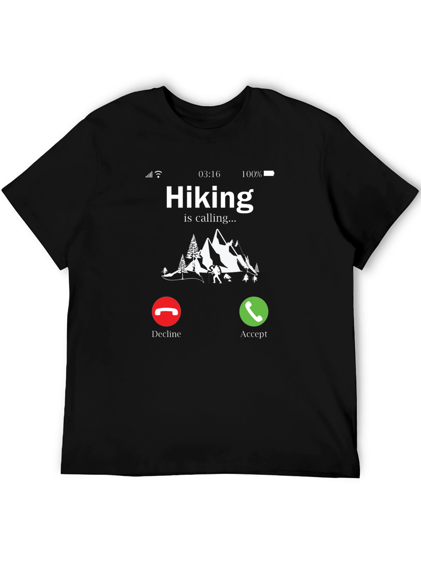 Hiking is Calling Black T-Shirt