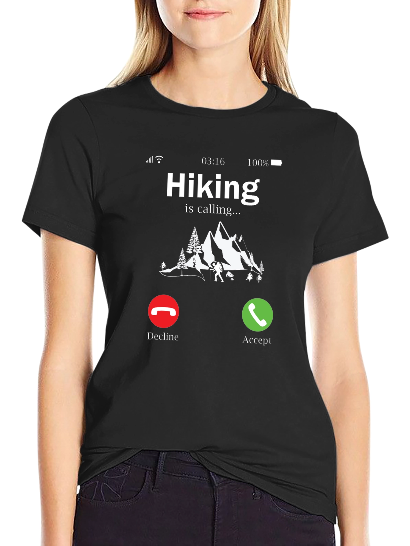 Hiking is Calling Black T-Shirt