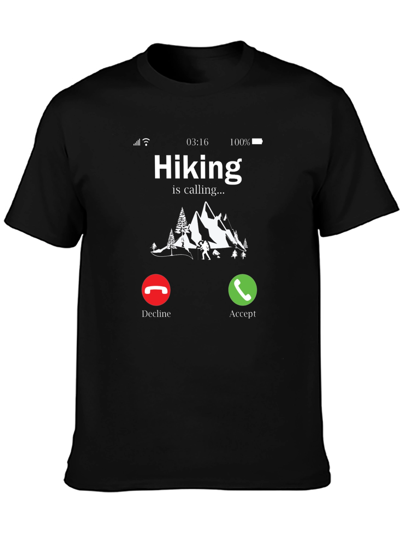 Hiking is Calling Black T-Shirt