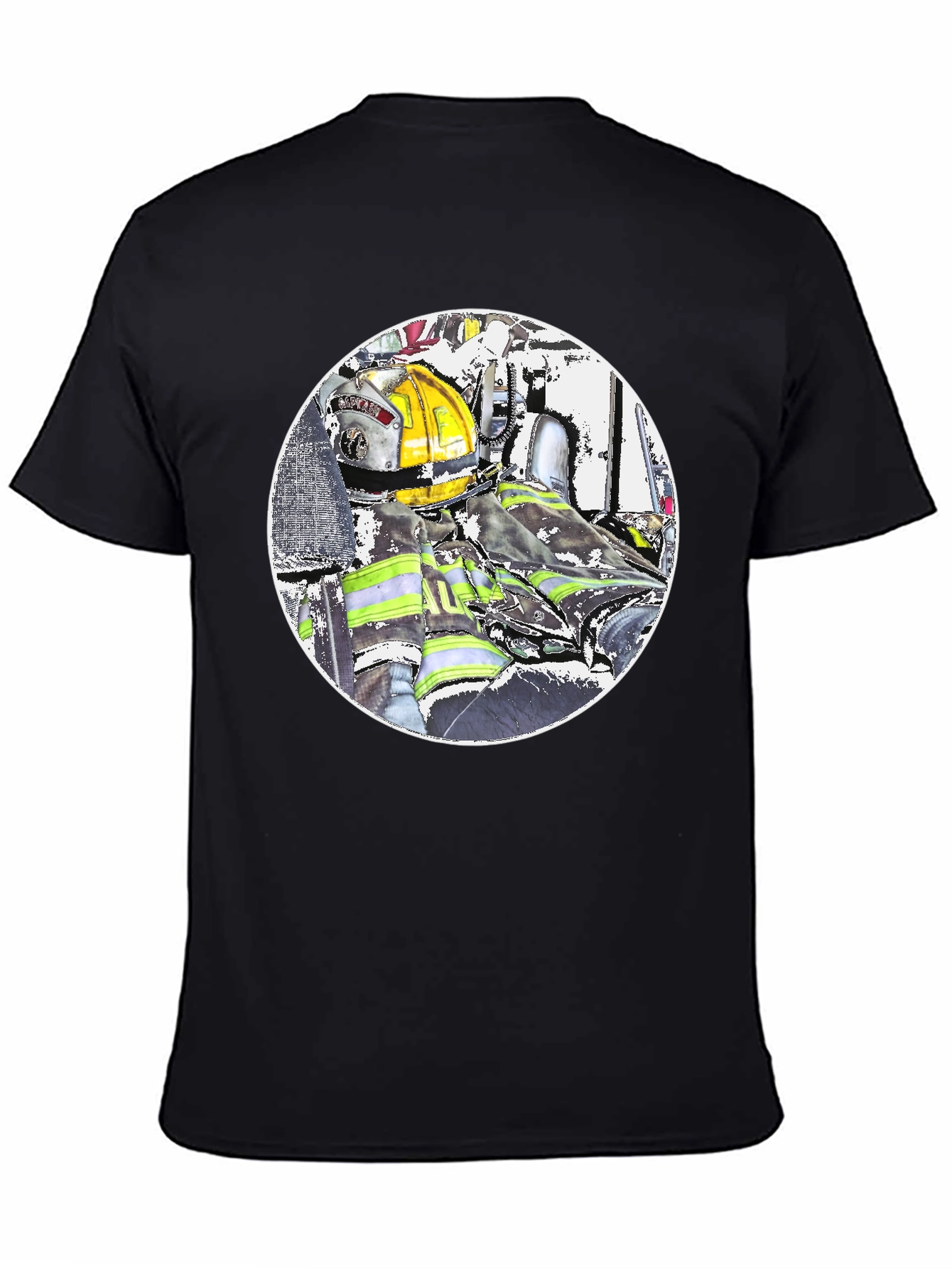 Firefighter Graphic T-Shirt - Black Cotton Blend