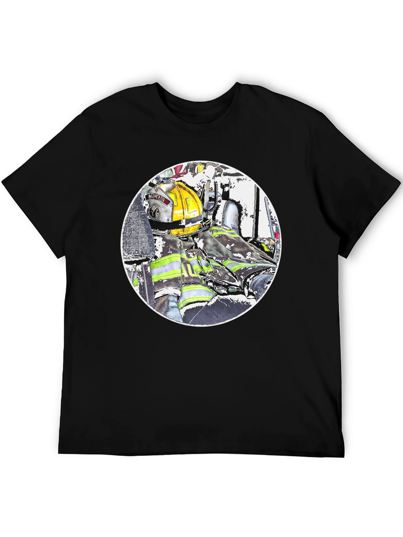 Firefighter Graphic T-Shirt - Black Cotton Blend