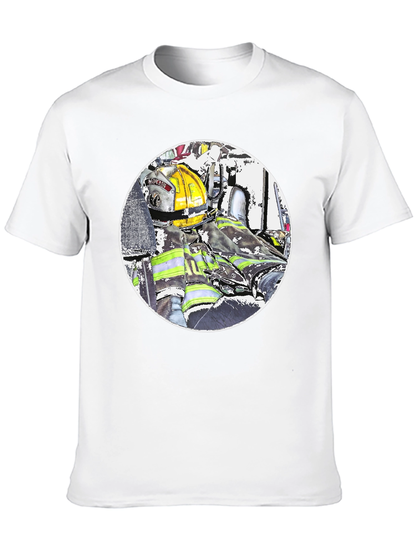 Firefighter Graphic T-Shirt - Black Cotton Blend