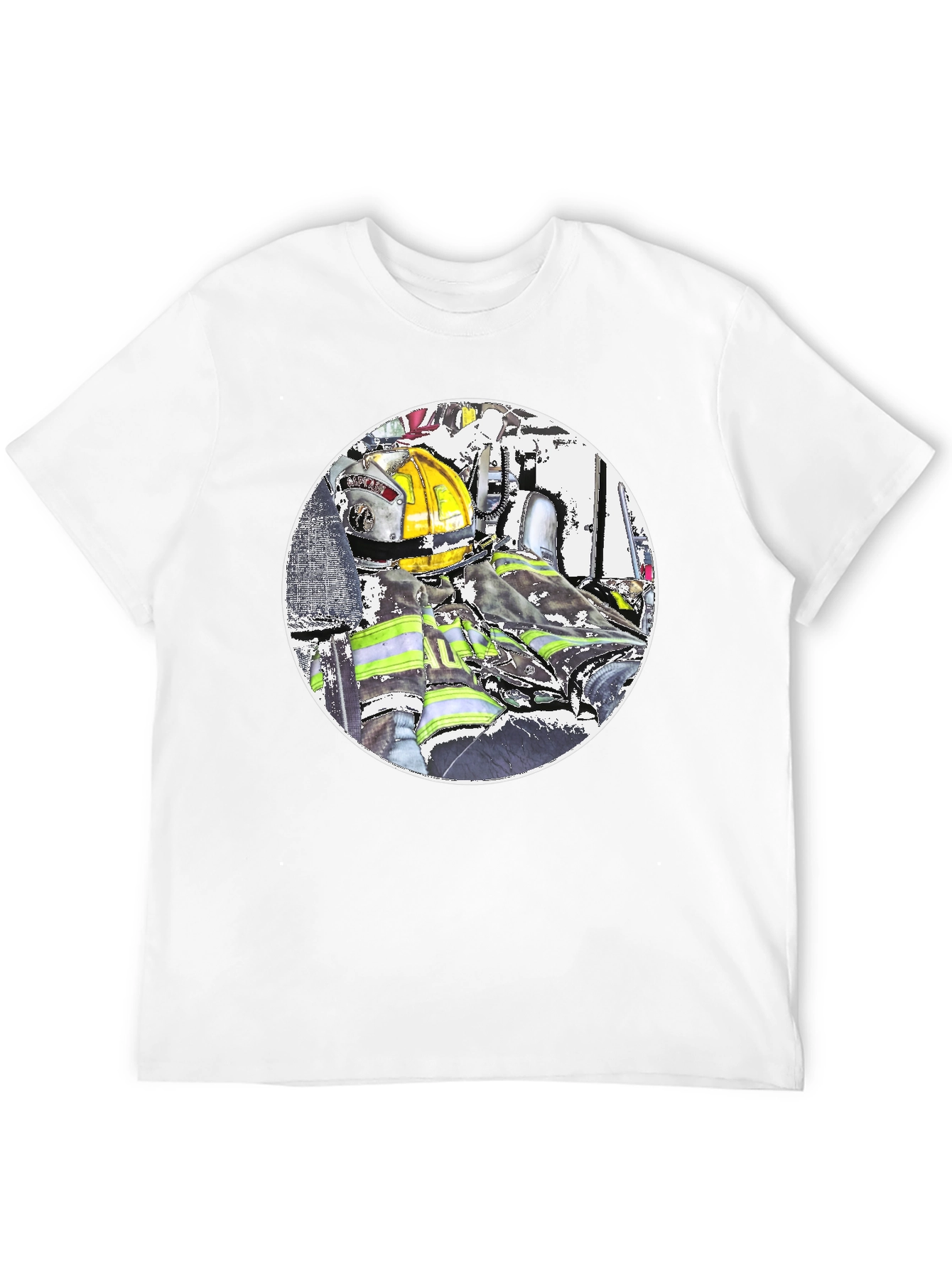 Firefighter Graphic T-Shirt - Black Cotton Blend