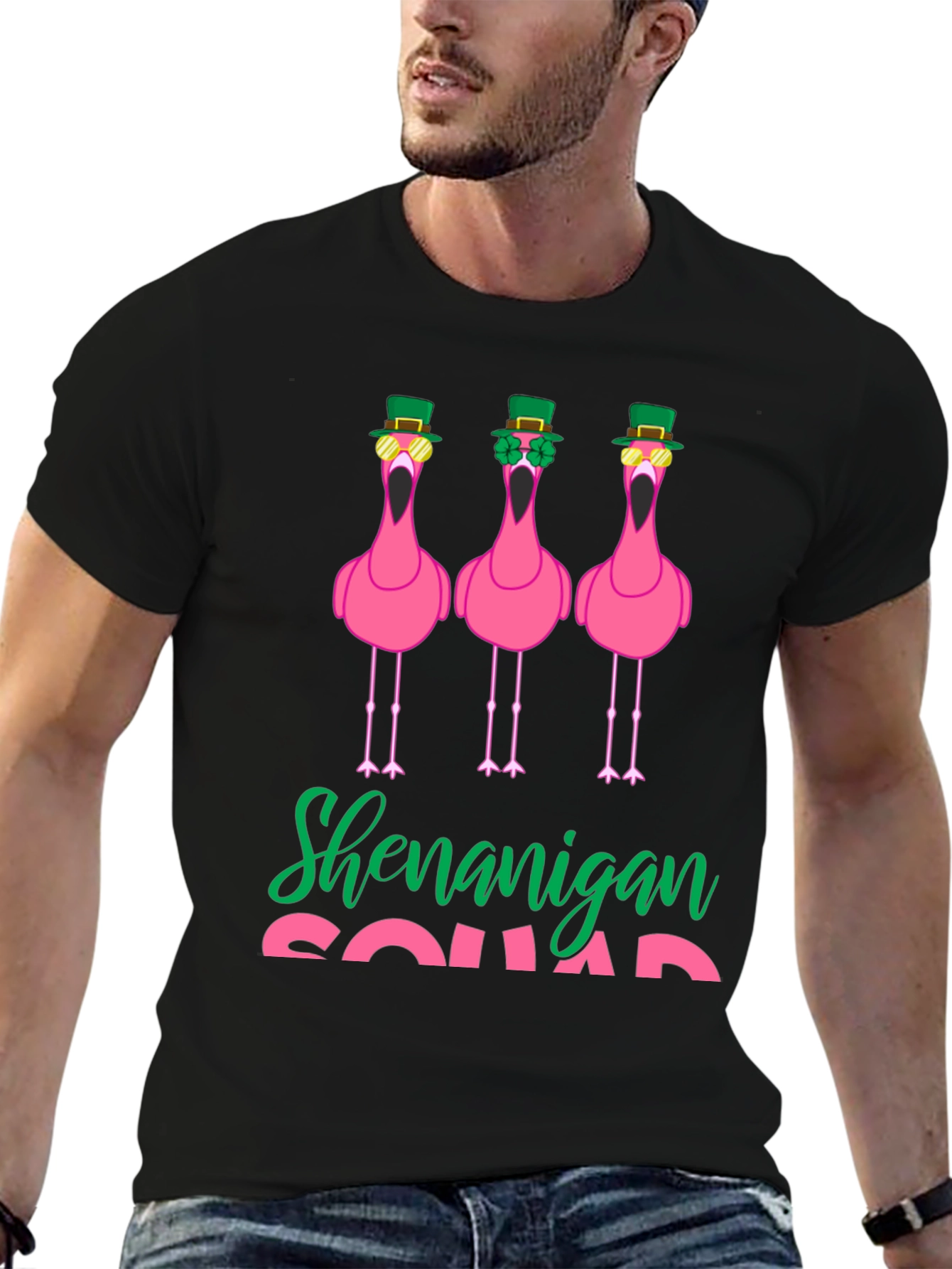 St. Patricks Day Flamingo Shenanigan Squad T-Shirt