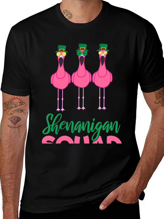 St. Patricks Day Flamingo Shenanigan Squad T-Shirt