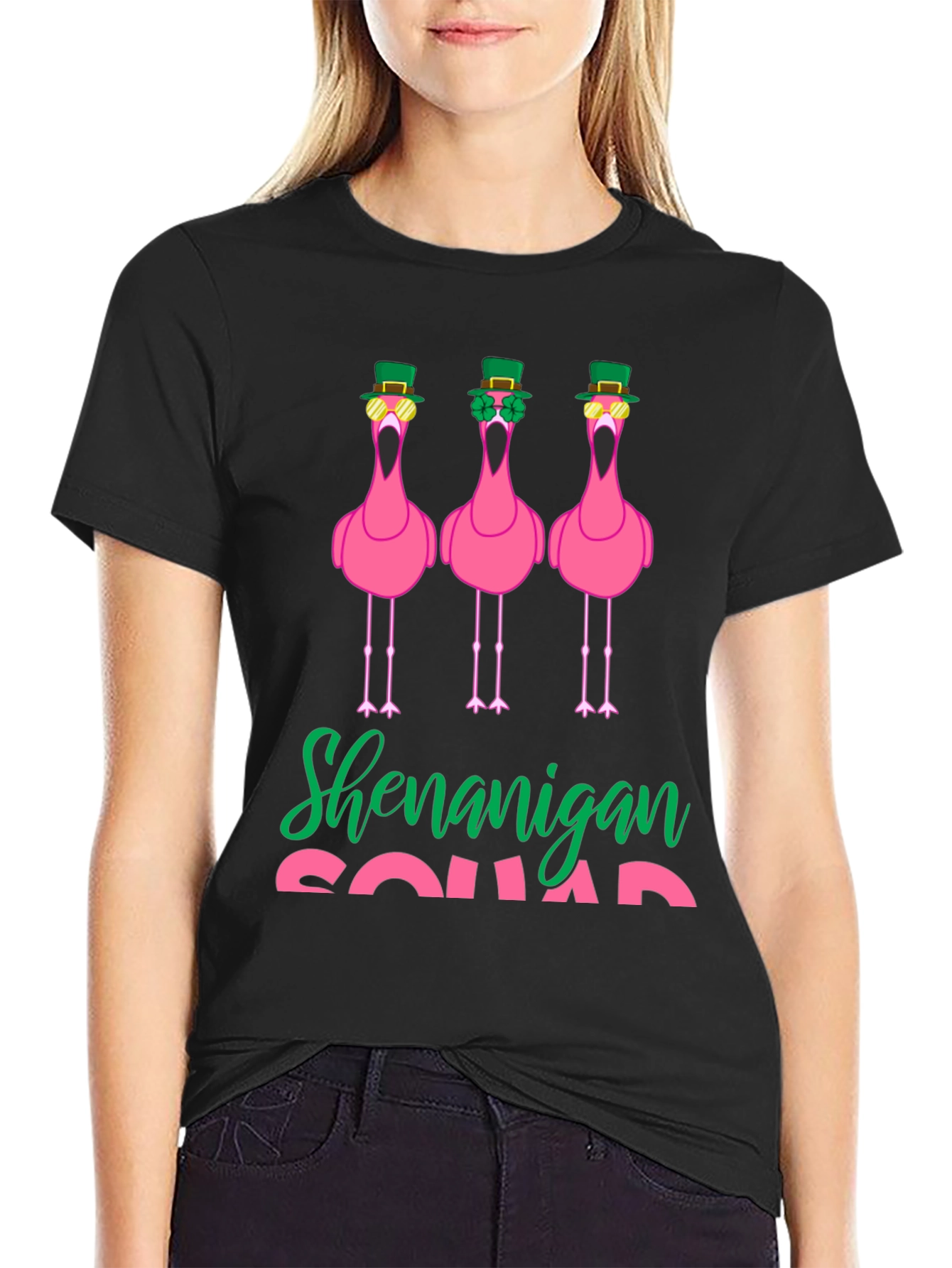 St. Patricks Day Flamingo Shenanigan Squad T-Shirt
