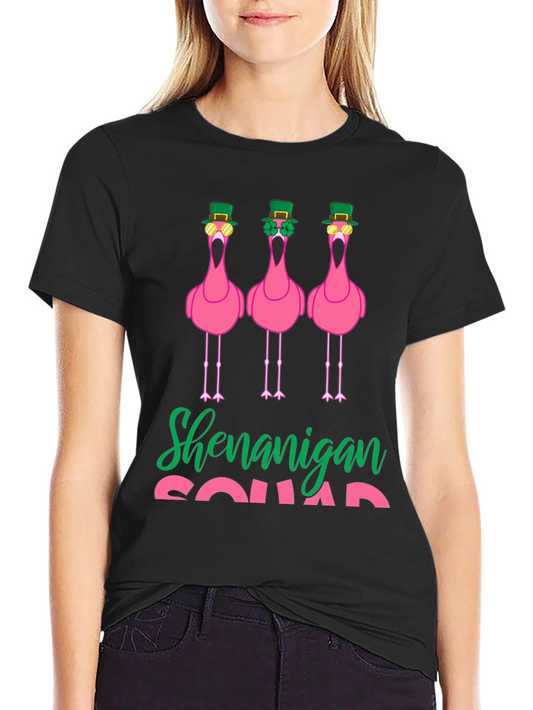 St. Patricks Day Flamingo Shenanigan Squad T-Shirt