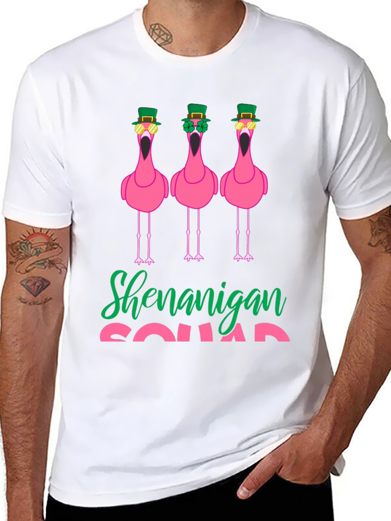 St. Patricks Day Flamingo Shenanigan Squad T-Shirt