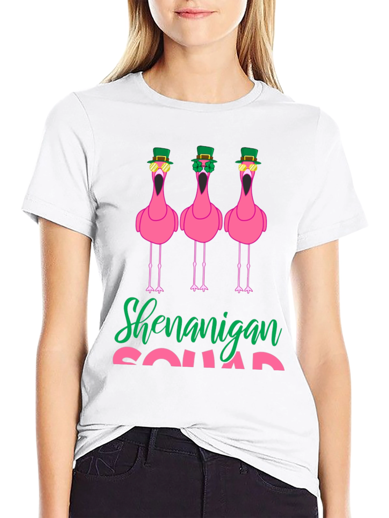 St. Patricks Day Flamingo Shenanigan Squad T-Shirt