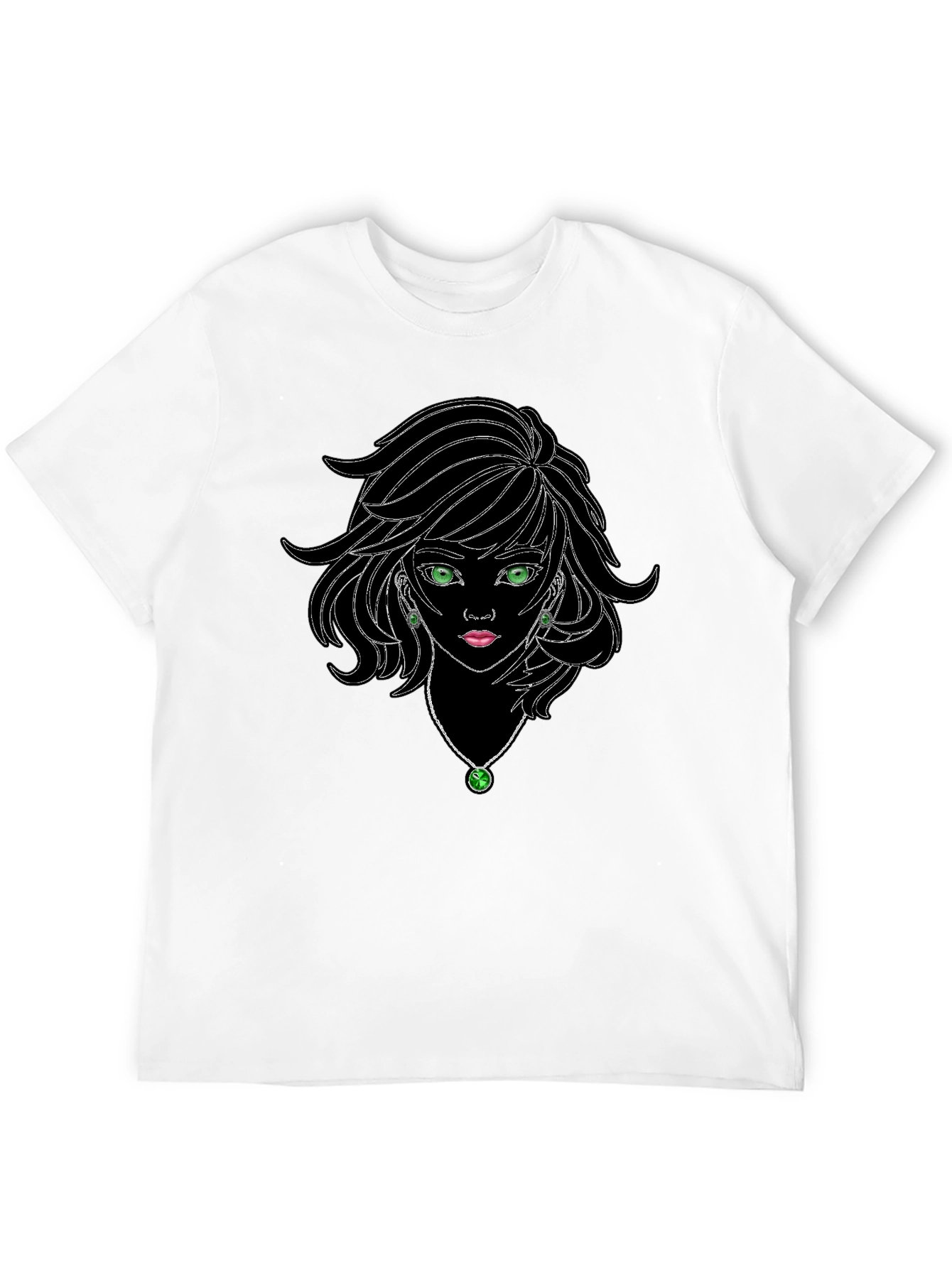 Black Graphic Tee - Anime Girl Design