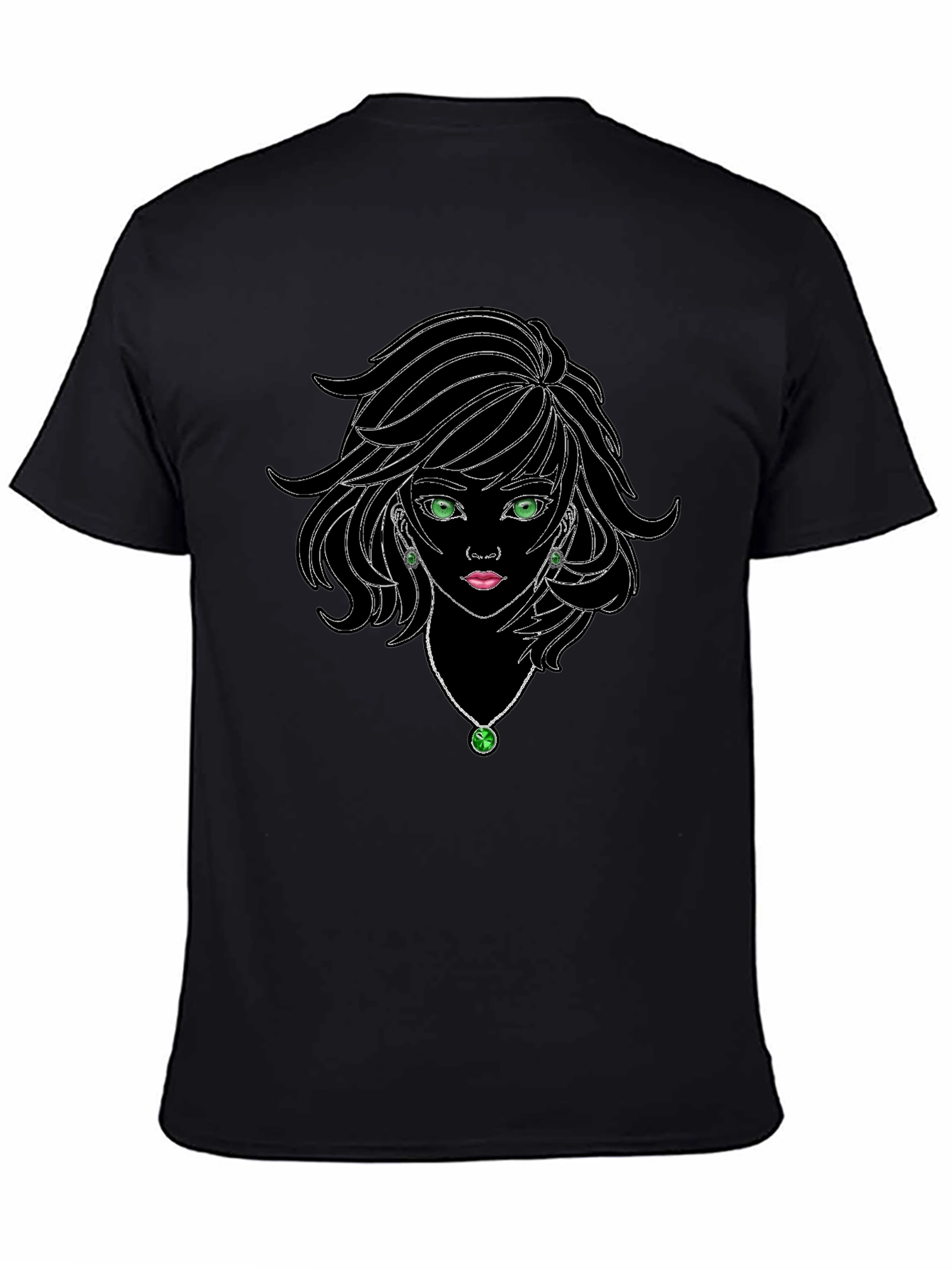 Black Graphic Tee - Anime Girl Design