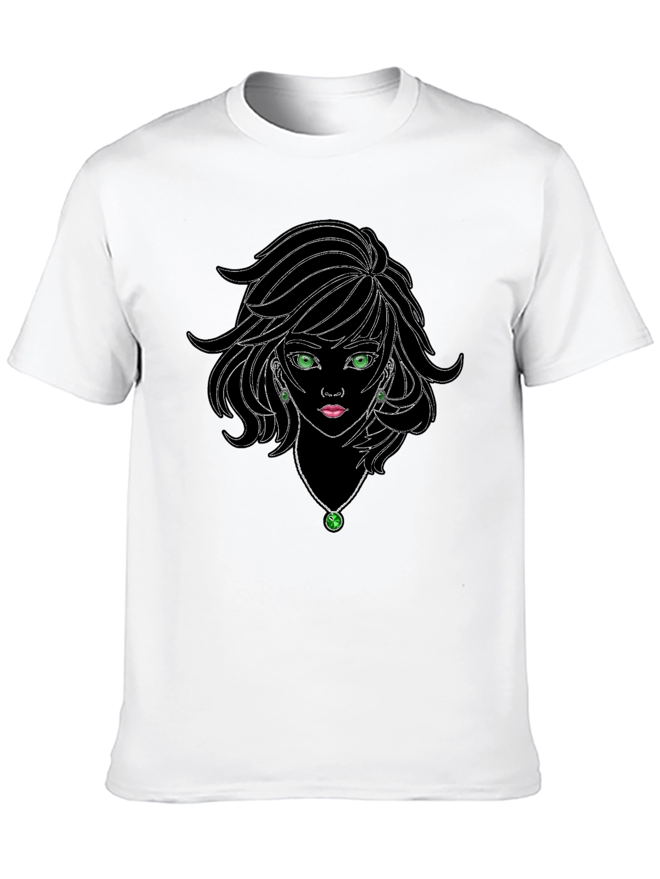 Black Graphic Tee - Anime Girl Design