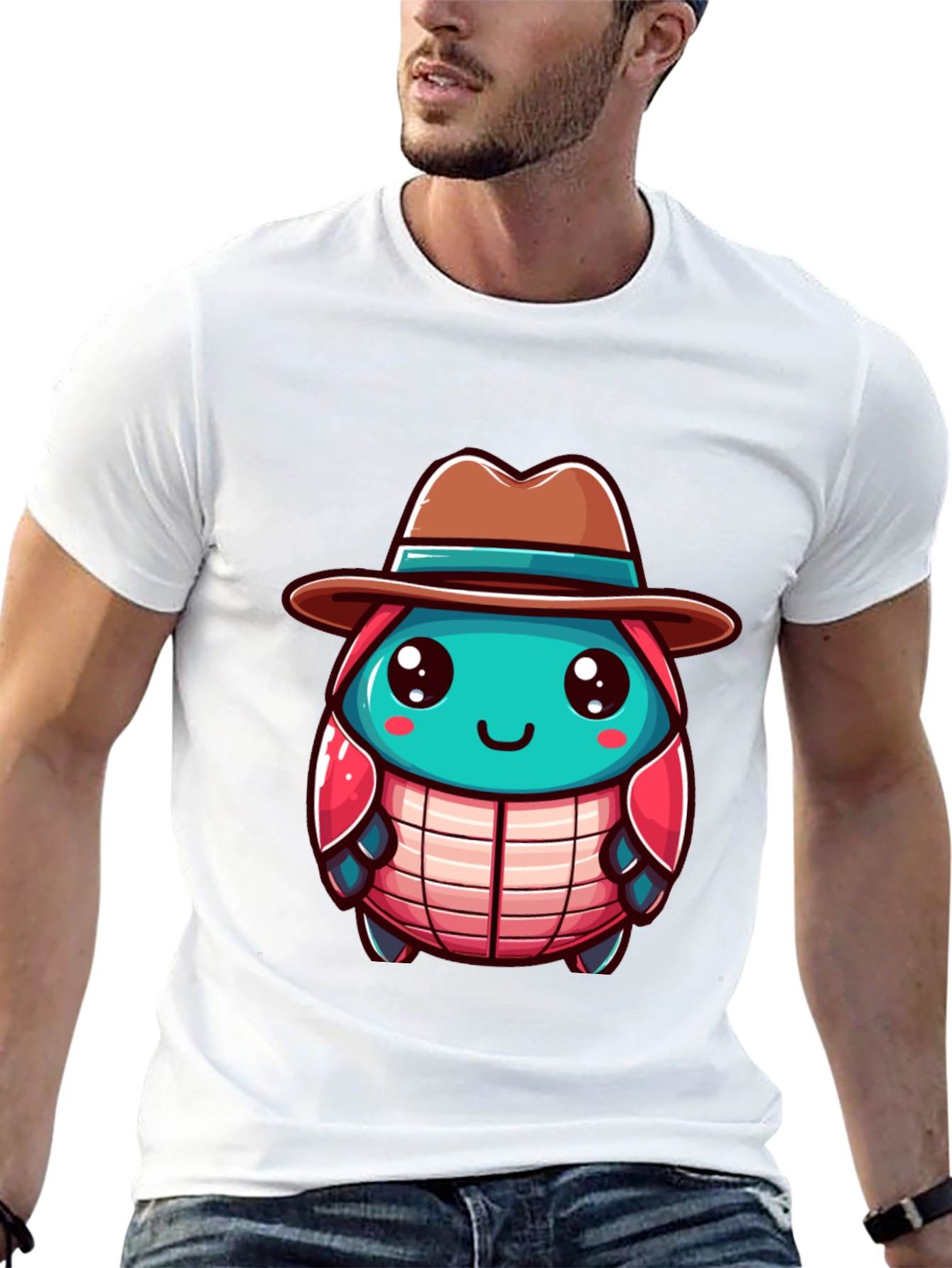 Cartoon Character on Black T-Shirt