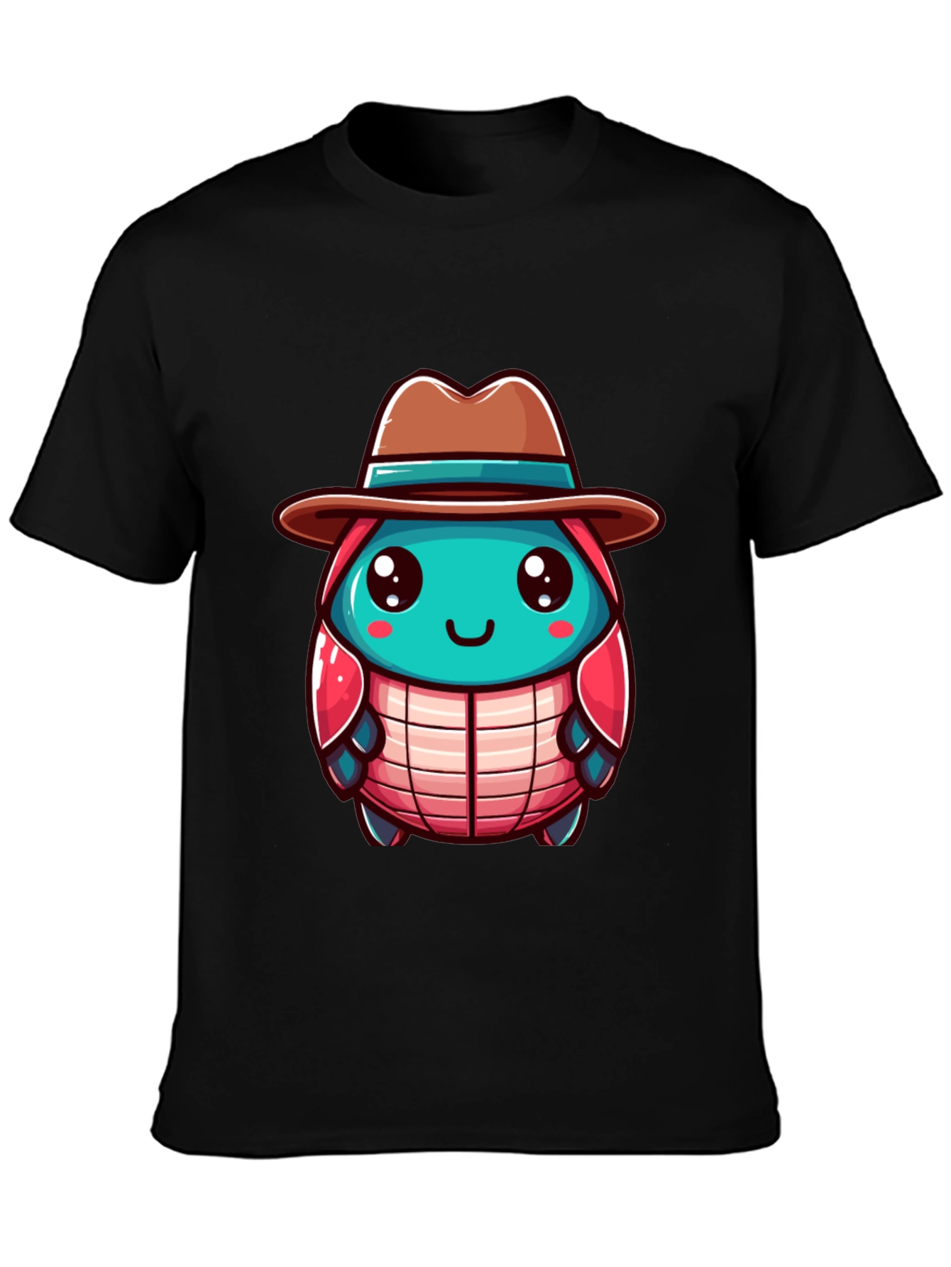 Cartoon Character on Black T-Shirt