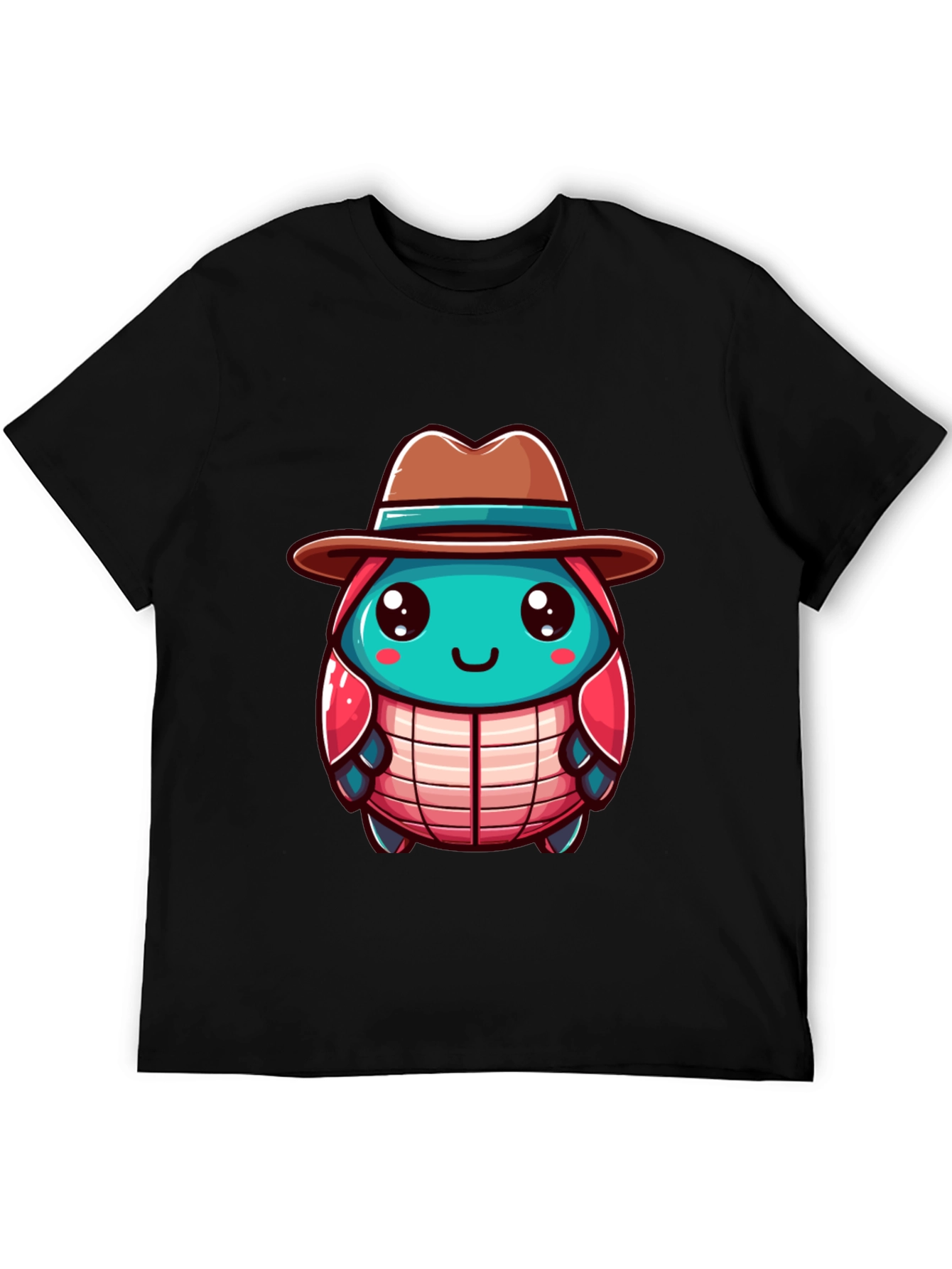 Cartoon Character on Black T-Shirt
